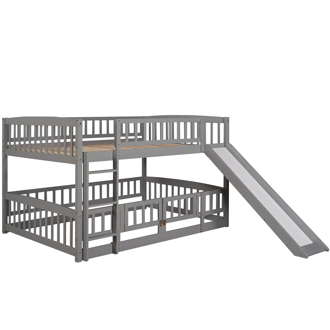 Low Bunk Bed With Slide, Fence And Ladder by Unique Piece Furniture