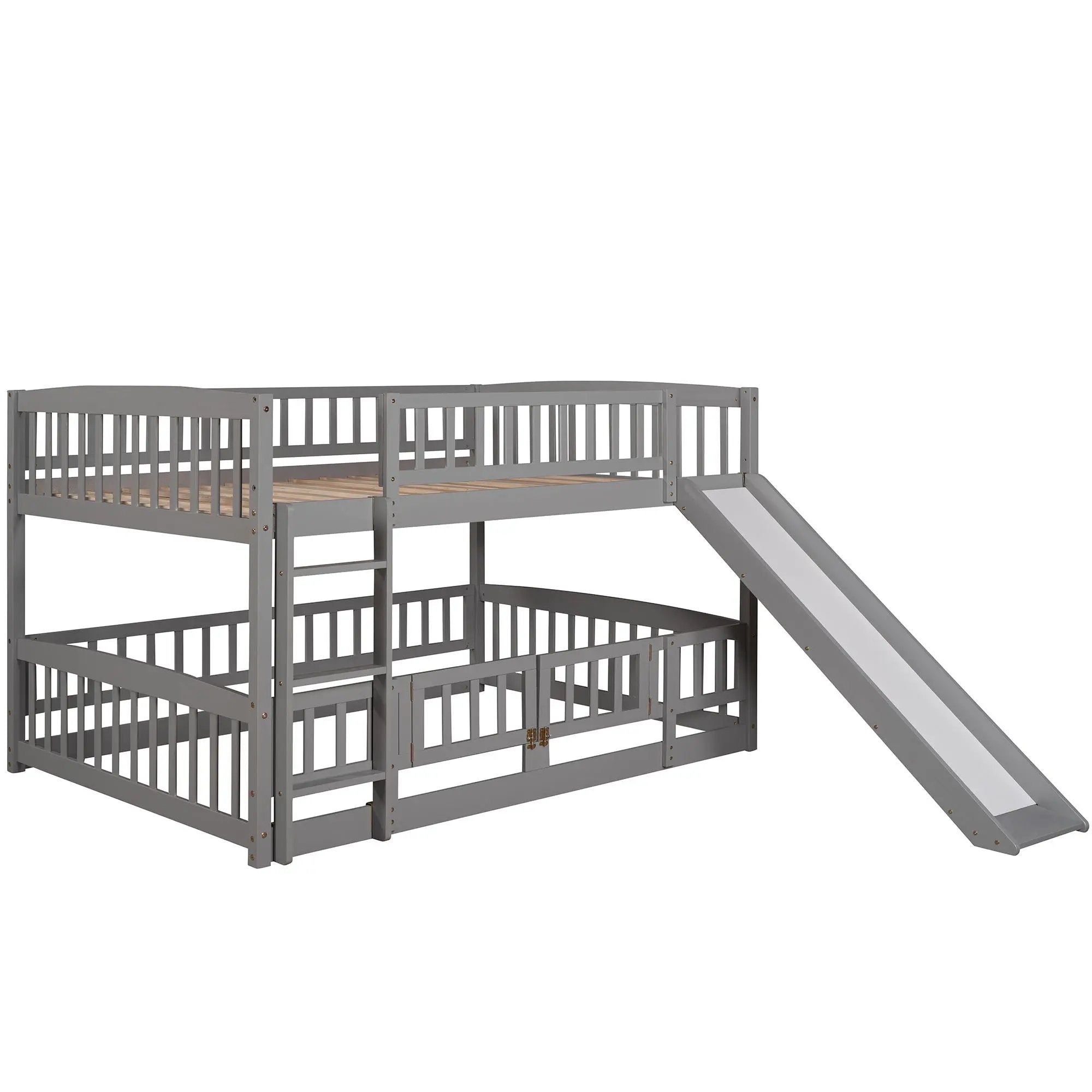 Low Bunk Bed With Slide, Fence And Ladder by Unique Piece Furniture