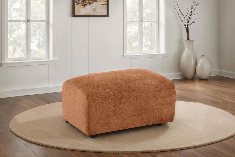 Burnett Chenille Upholstered Ottoman Burnt Orange by Unique Piece Furniture