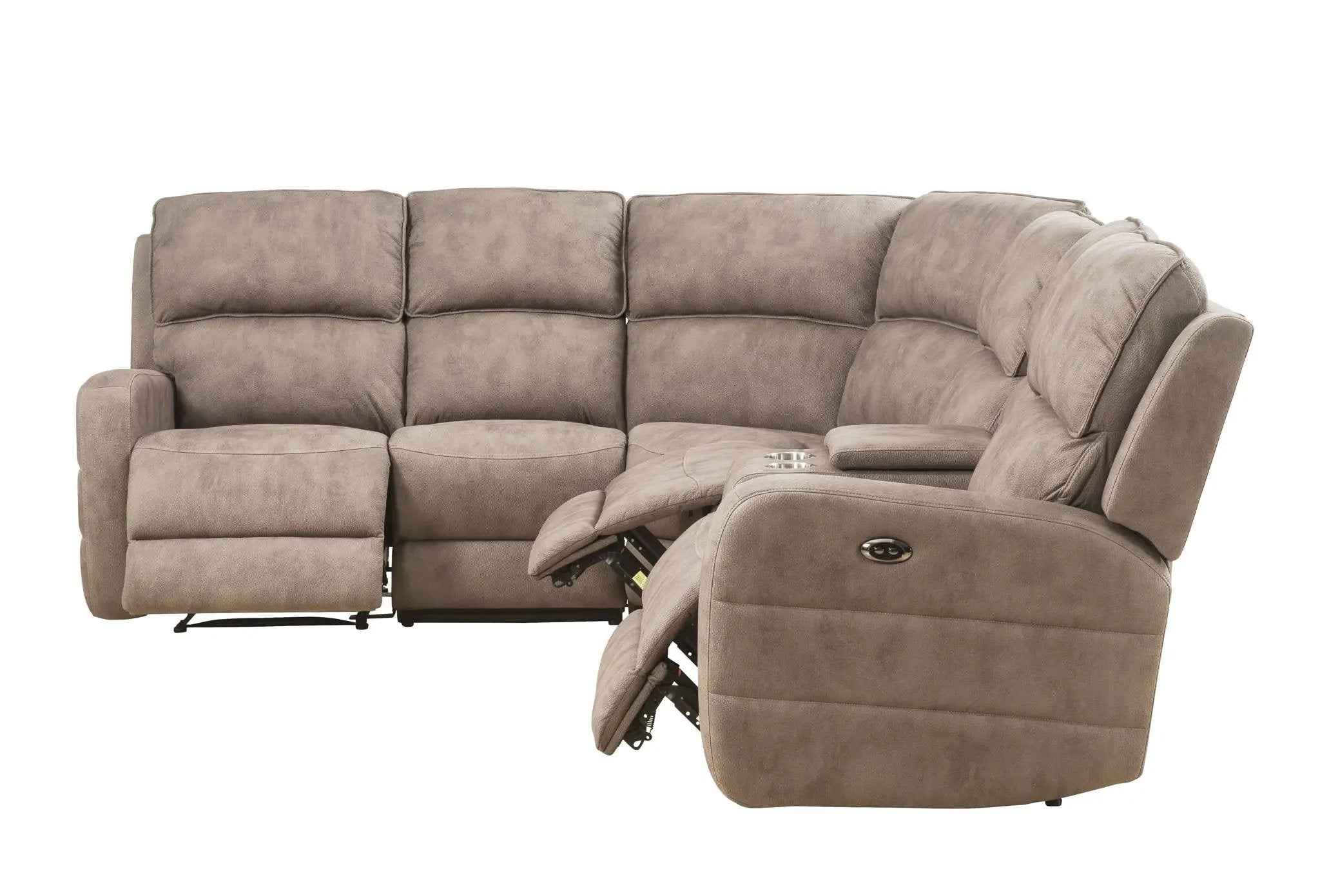 Olwen - Nubuck Power Recliner Sectional Sofa With USB Port - Mocha by HouseOfZazla