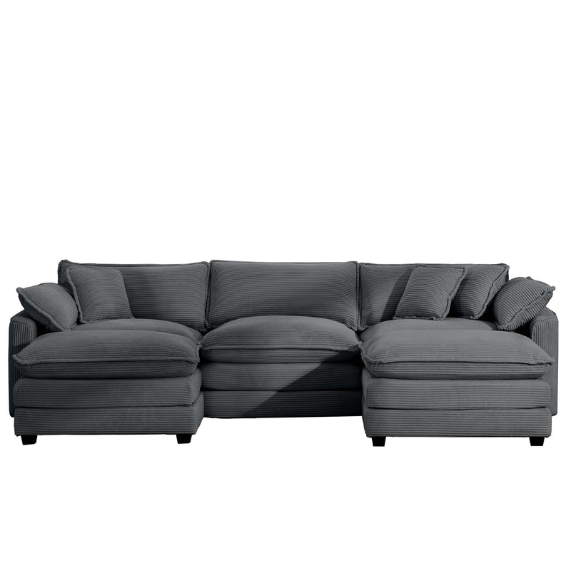 Modern Oversized Modular Cushion Sofa With Ottoman, Low Back, Deep Seating Sofa Set by Unique Piece Furniture