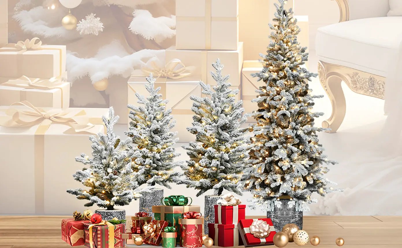 2FT Flocked Christmas Tree with Pot Base by HouseOfZazla