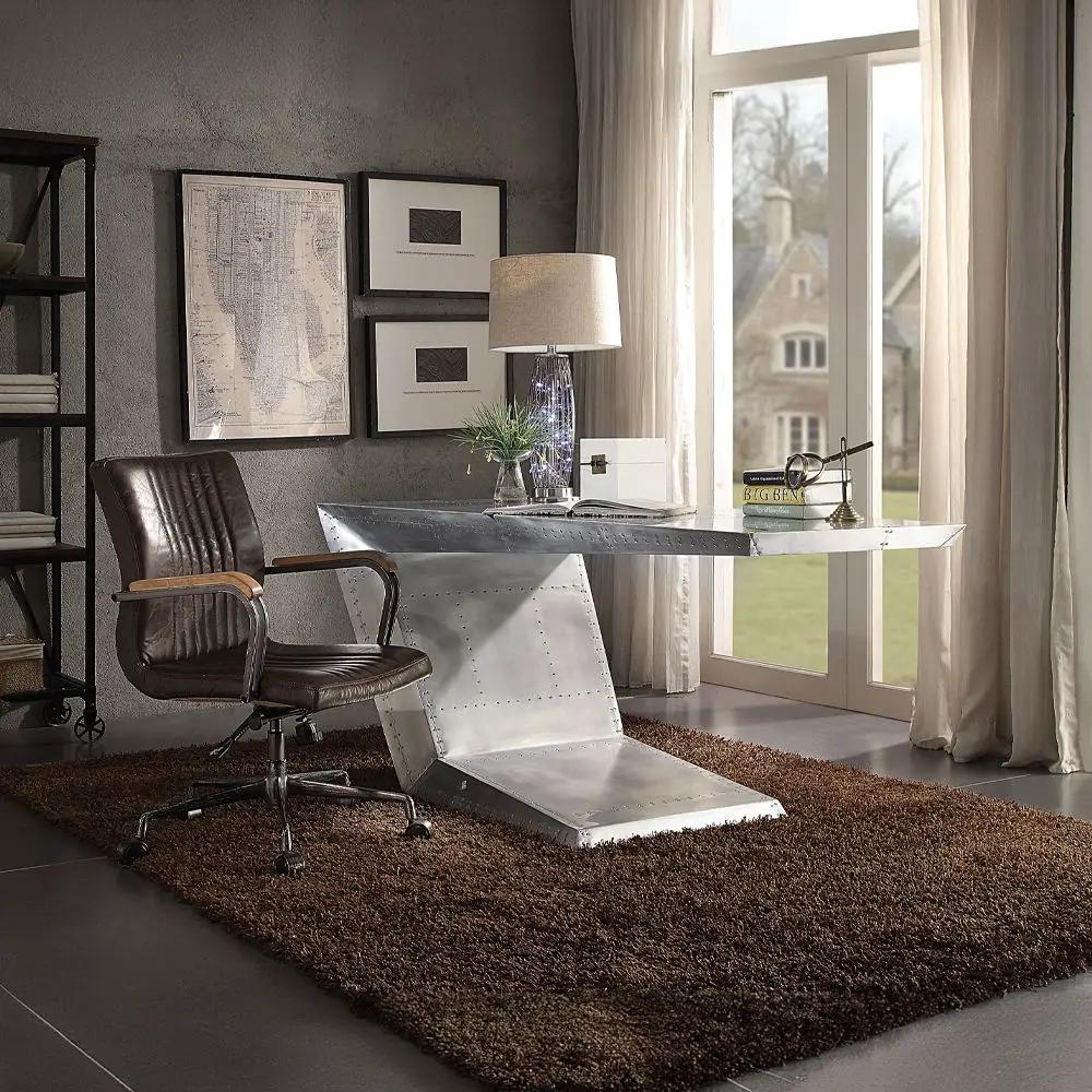 Joslin - Office Chair - Distress Chocolate Top Grain Leather by Unique Piece Furniture