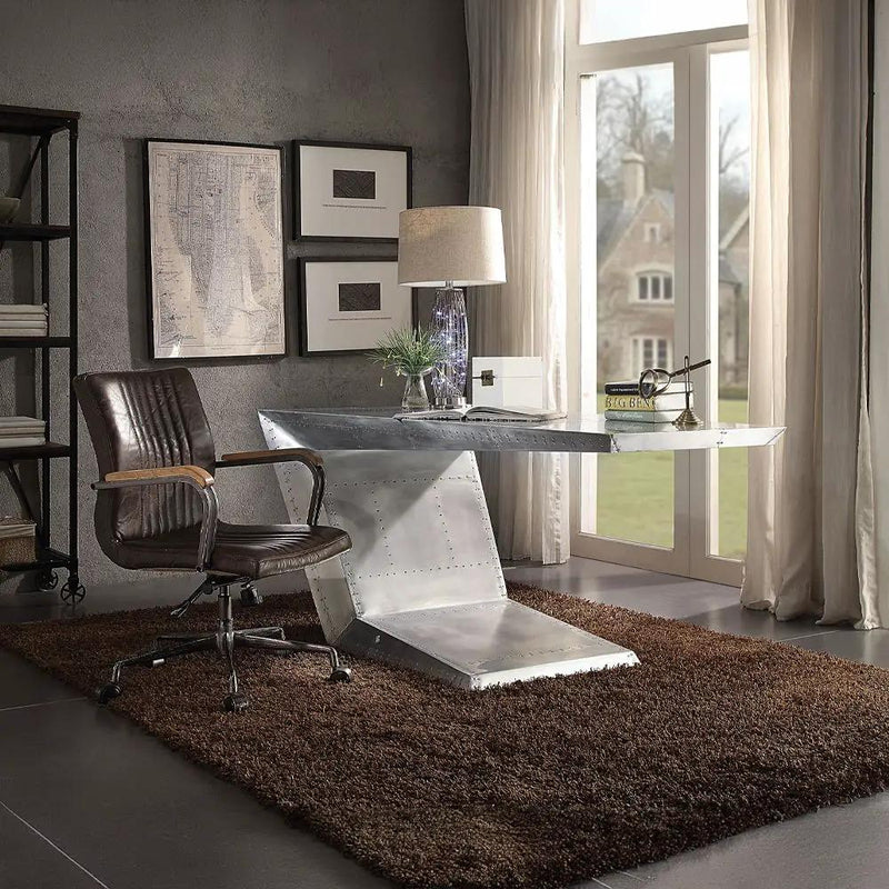 Joslin - Office Chair - Distress Chocolate Top Grain Leather by Unique Piece Furniture