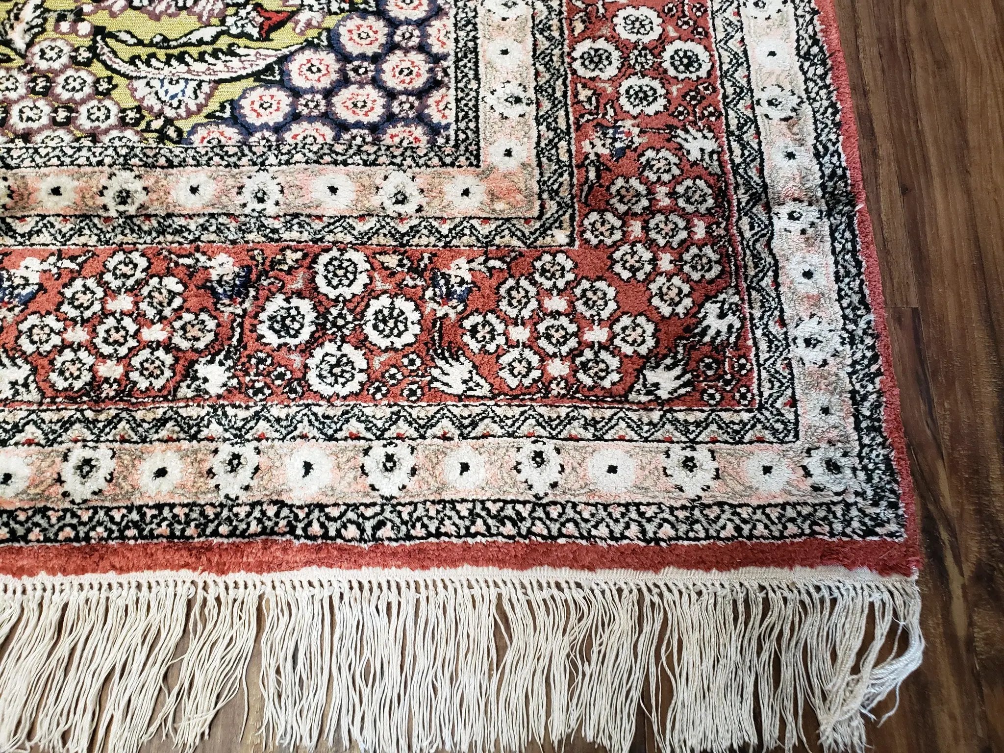 5x8 Indian Kashmiri Silk Rug with Gold Threads by Jewel Rugs