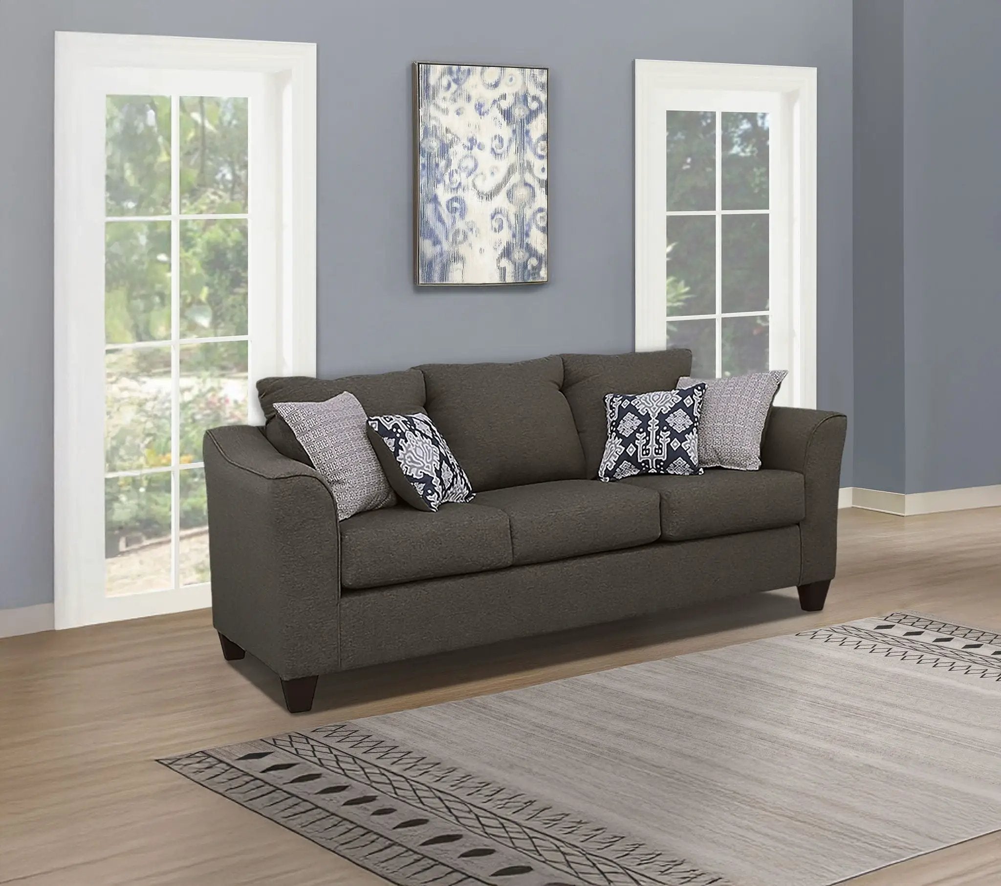 Salizar Upholstered Flared Arm Sofa Charcoal Grey by Unique Piece Furniture