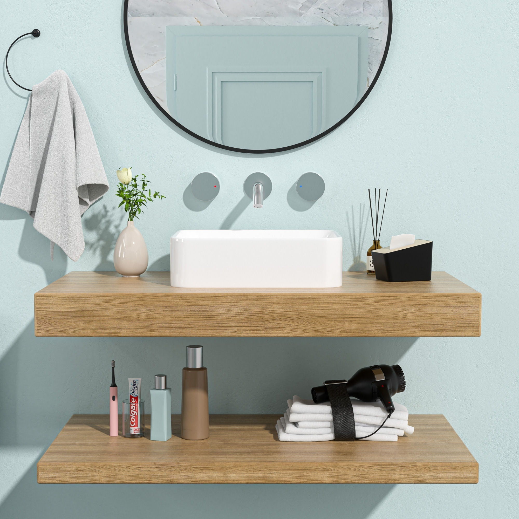 Modern European Design Ceramic Rectangular Vessel Bathroom Sink by HouseOfZazla