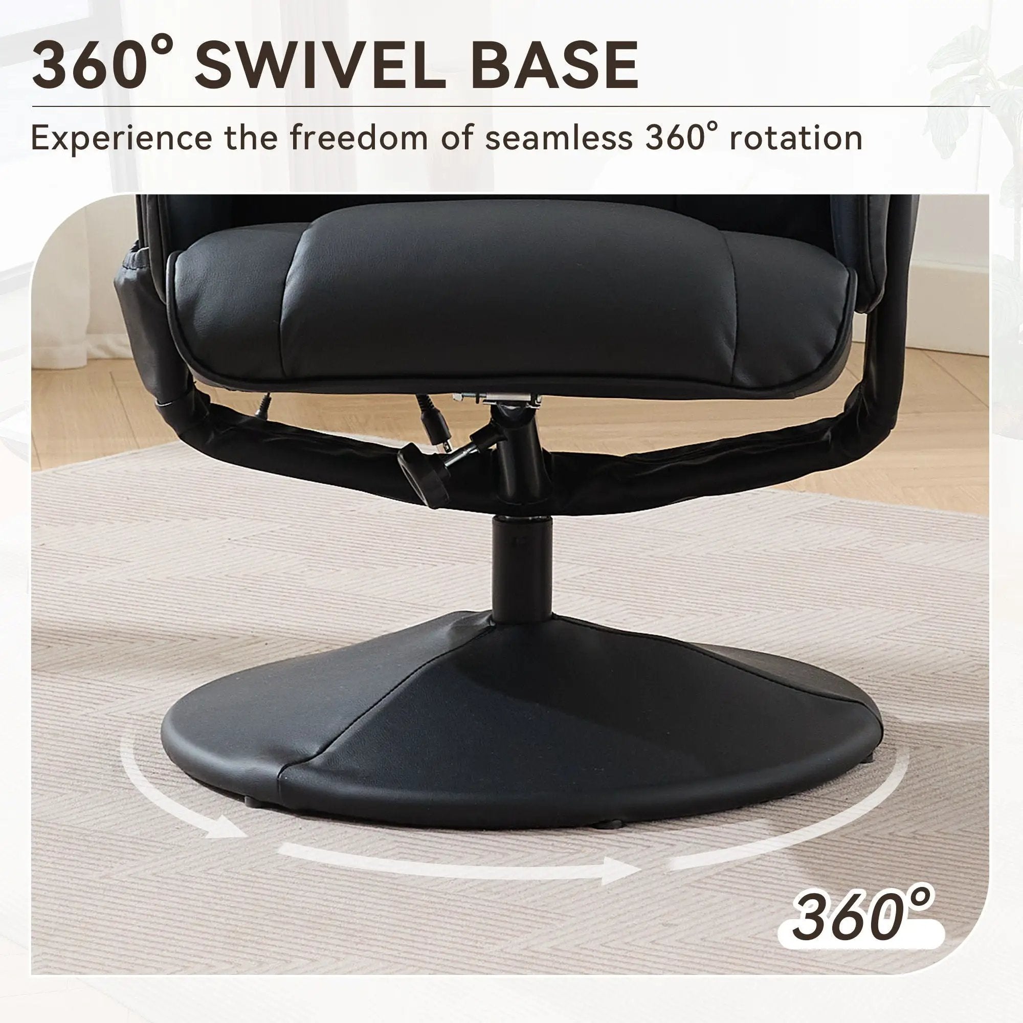 360° Swivel Reclining Chair With Wrapped Base, 5 Point Vibration Massage by Unique Piece Furniture