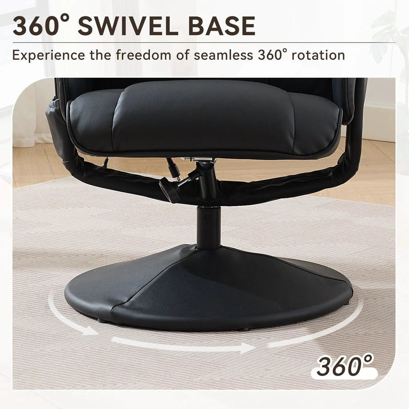 360° Swivel Reclining Chair With Wrapped Base, 5 Point Vibration Massage by HouseOfZazla