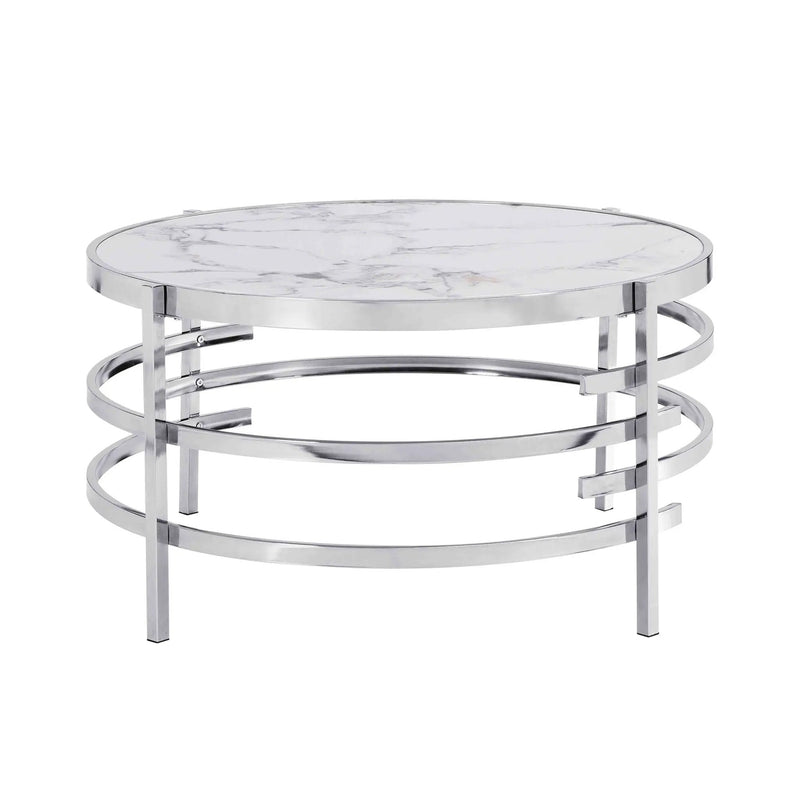 Elegant Round Table With Sintered Stone Top & Sturdy Metal Frame by HouseOfZazla