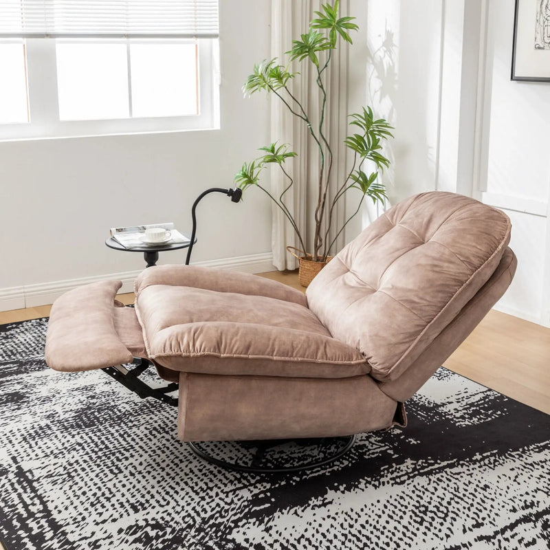 Modern Swivel Gliding Recliner Chair With Rocking Function And Phone Holder, Large Comfortable by Unique Piece Furniture