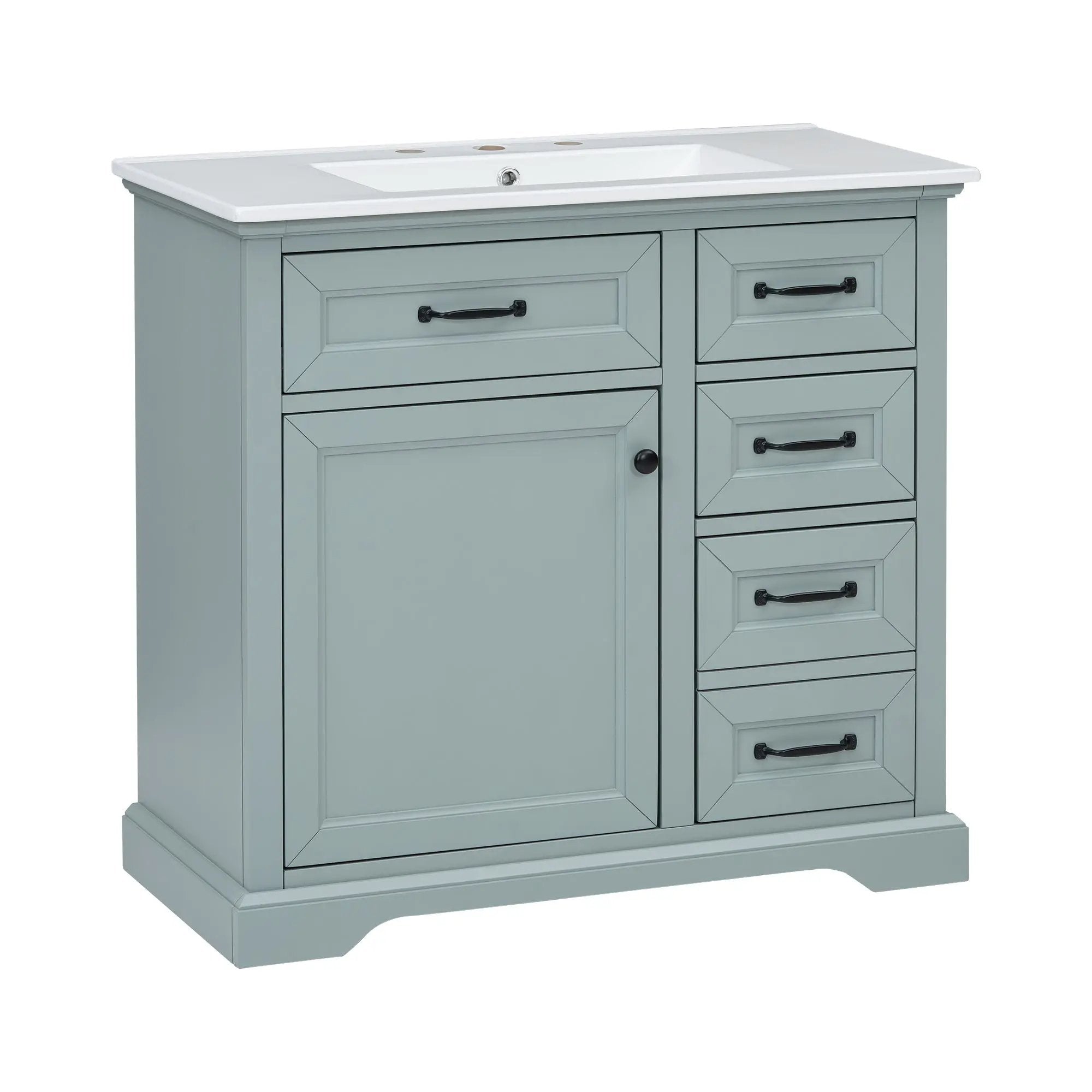 36" Bathroom Vanity with Ceramic Sink and Storage by HouseOfZazla