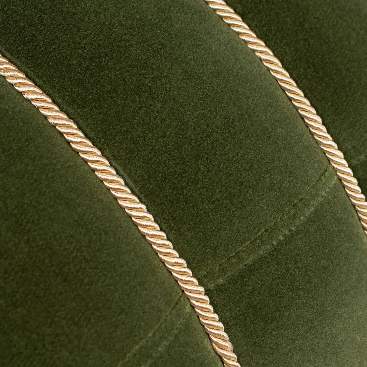 Edward - Round Upholstered Ottoman With Bullion Fringe - Olive Green by HouseOfZazla