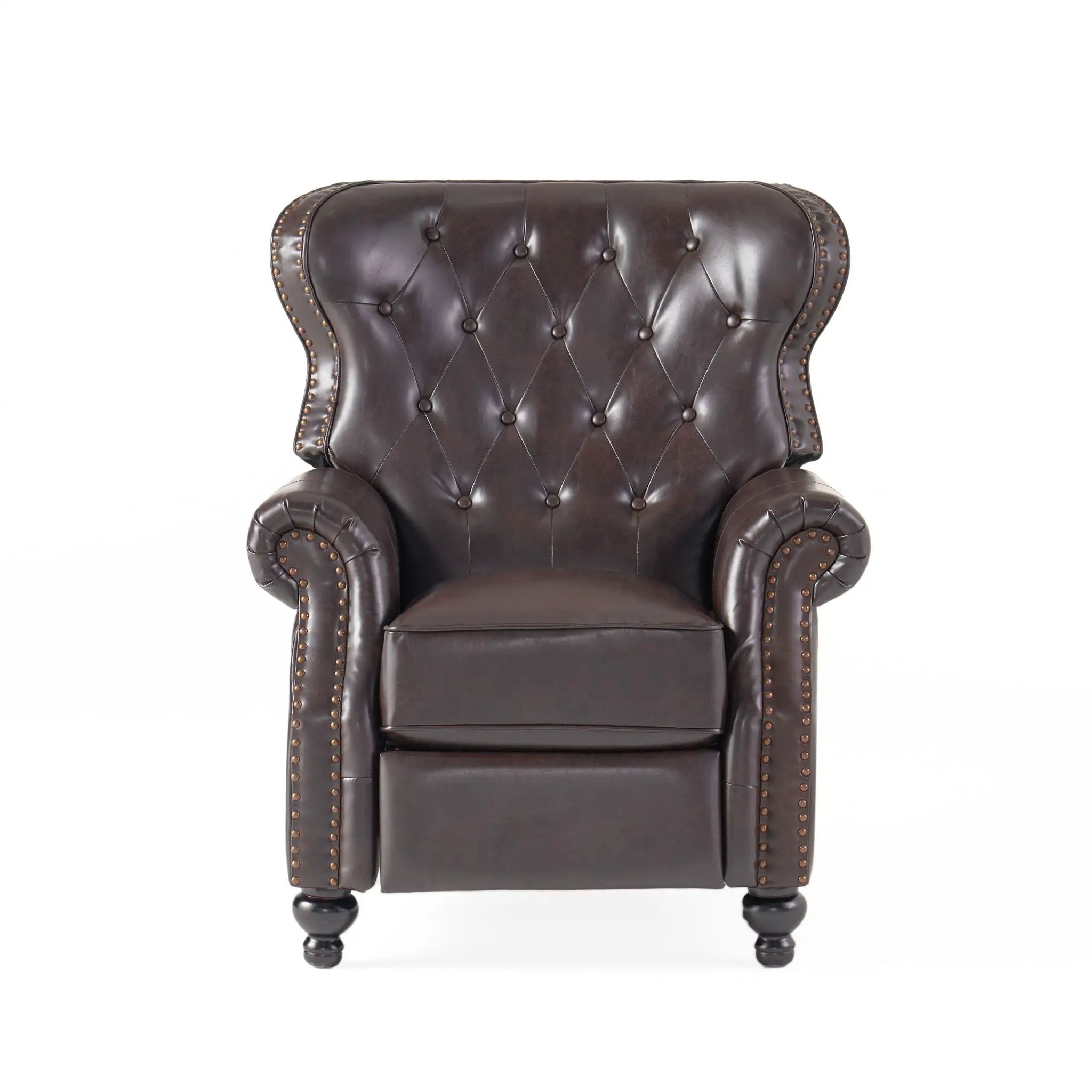 Contemporary Style Push Back Recliner With Button Tufted Stitching And Nailhead Trim by Unique Piece Furniture