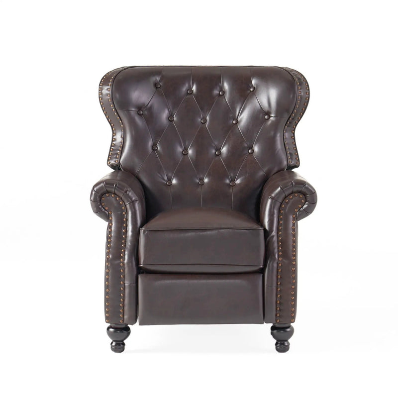 Contemporary Style Push Back Recliner with Button Tufted Stitching and Nailhead Trim by HouseOfZazla