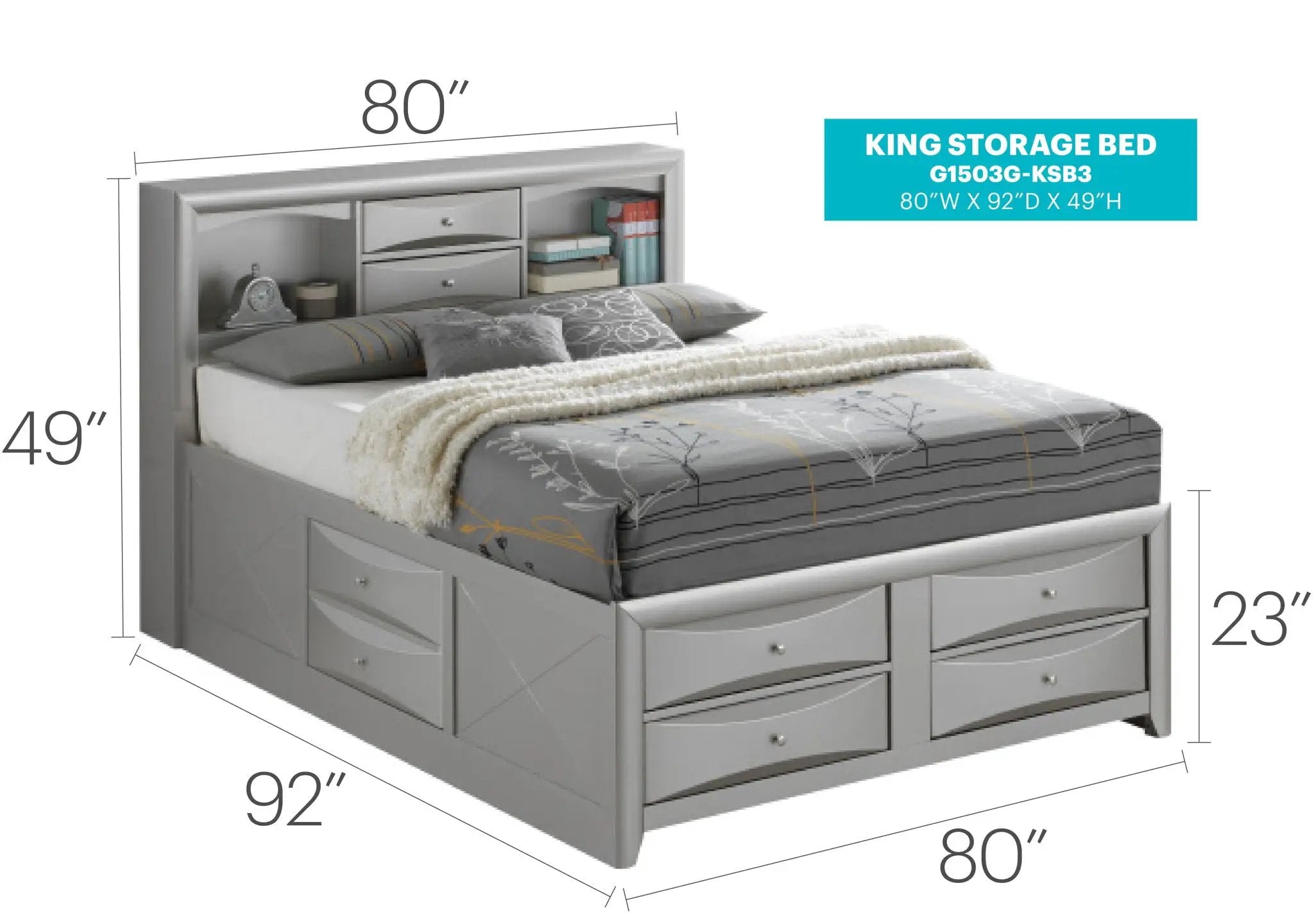 Modern Design Storage Bed With Bookcase Headboard by Unique Piece Furniture