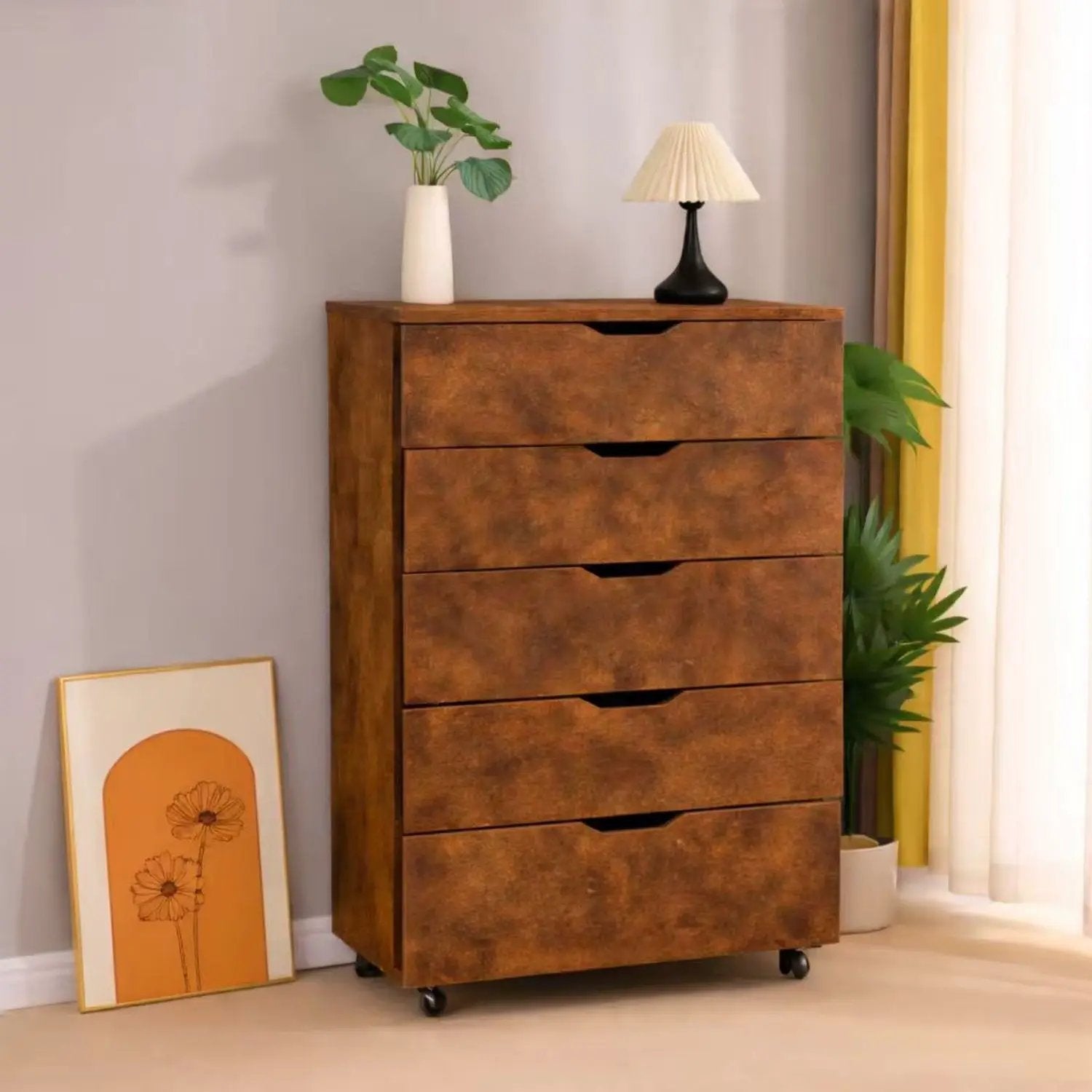 Modern 5 Drawer Dresser With Wheels by HouseOfZazla