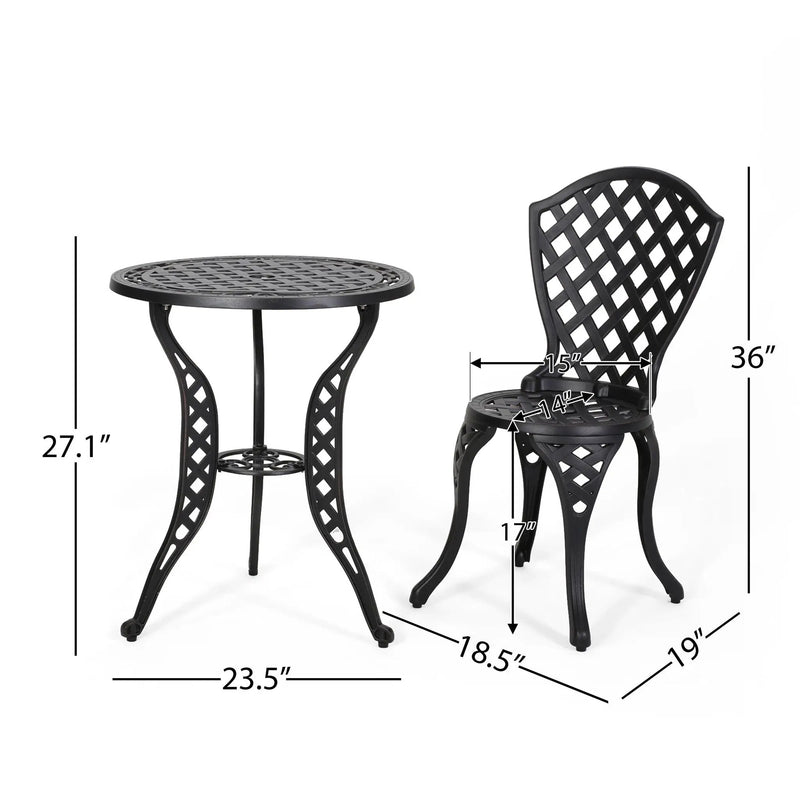 Bono Metal Bistro Set - Black by HouseOfZazla