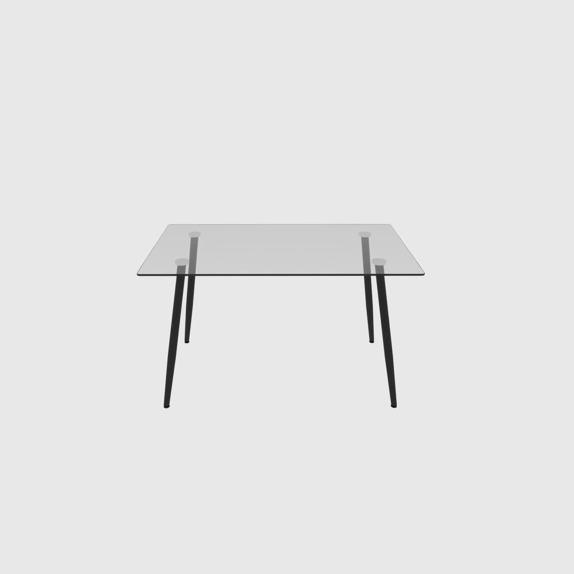 Modern Minimalist Rectangular Glass Dining Table With Tempered Glass Top Metal Legs, For 4 - 6 - Transparent