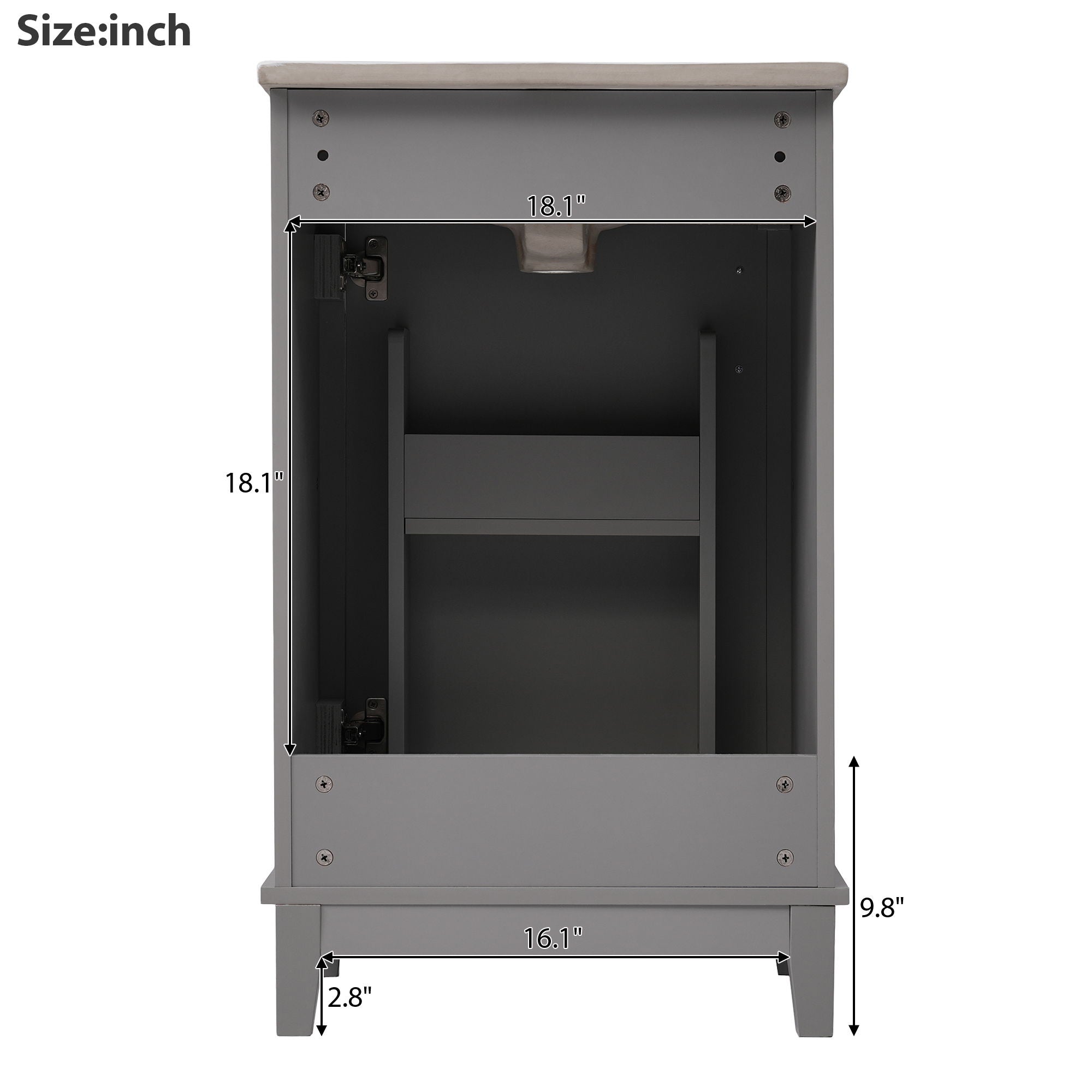 Modern Small Bathroom Vanity Cabinet With Ceramic Basin, Ample Storage, 1 Soft Close Door by HouseOfZazla