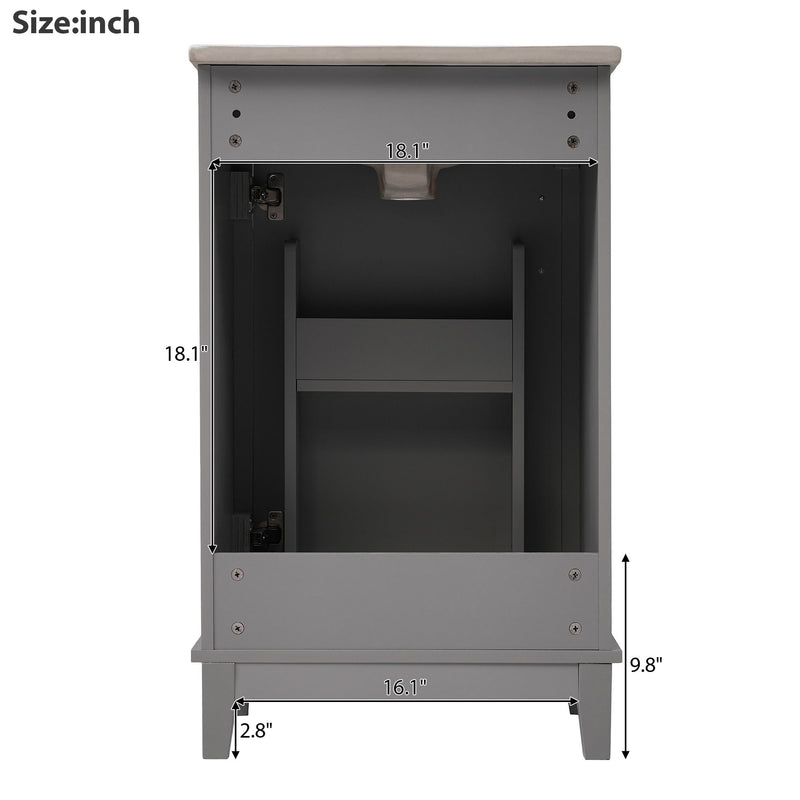 Modern Small Bathroom Vanity Cabinet With Ceramic Basin, Ample Storage, 1 Soft Close Door by HouseOfZazla