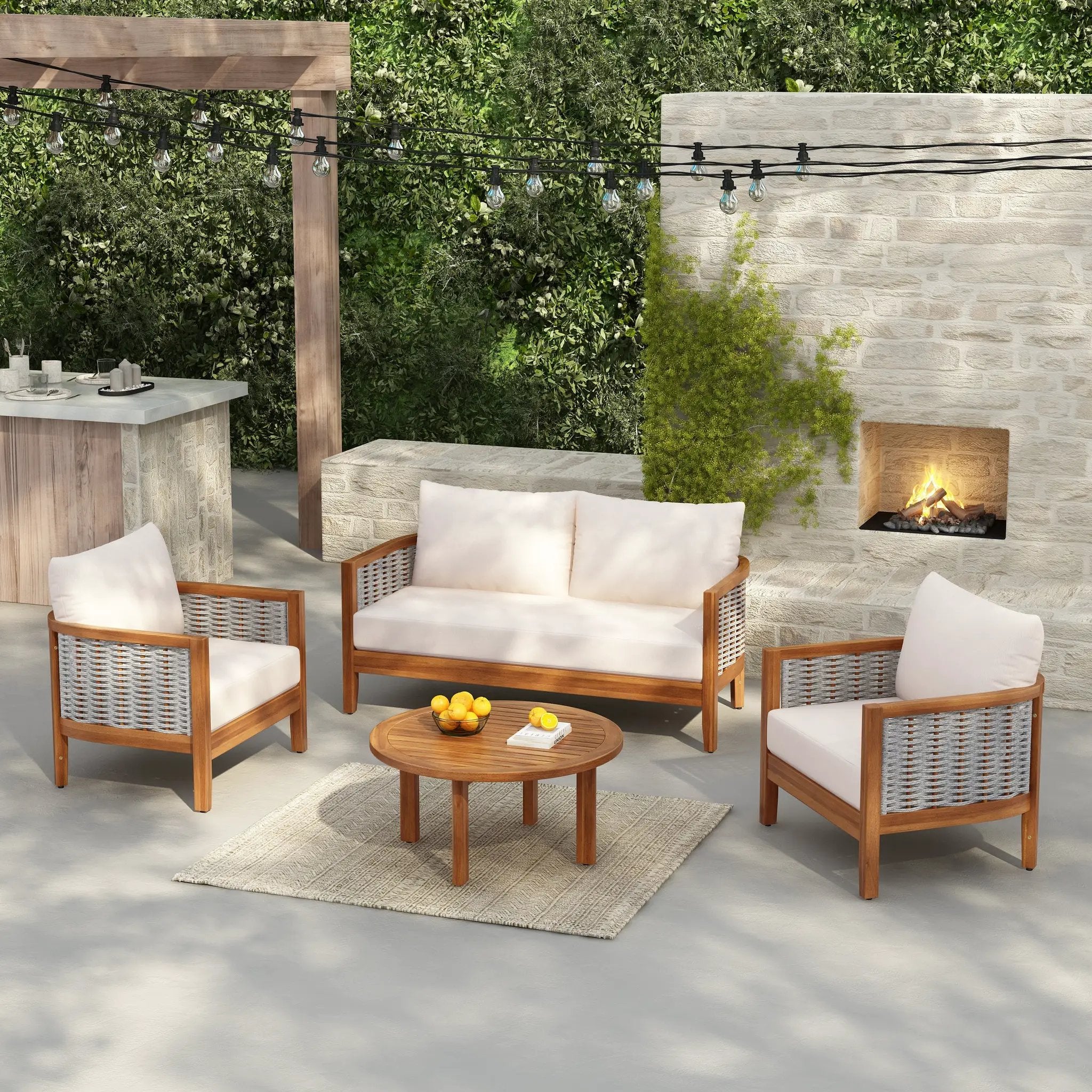 Outdoor Unique Tub Design 4-Seat Sofa Set with Woven Rope by HouseOfZazla