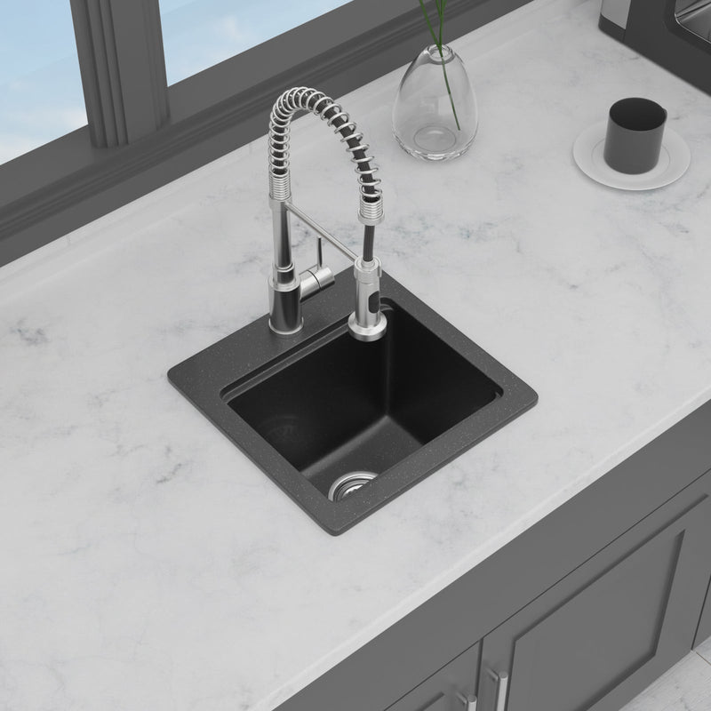 Quartz Drop-In Topmount Bar Sink - 15" x 15" x 9.65" by HouseOfZazla
