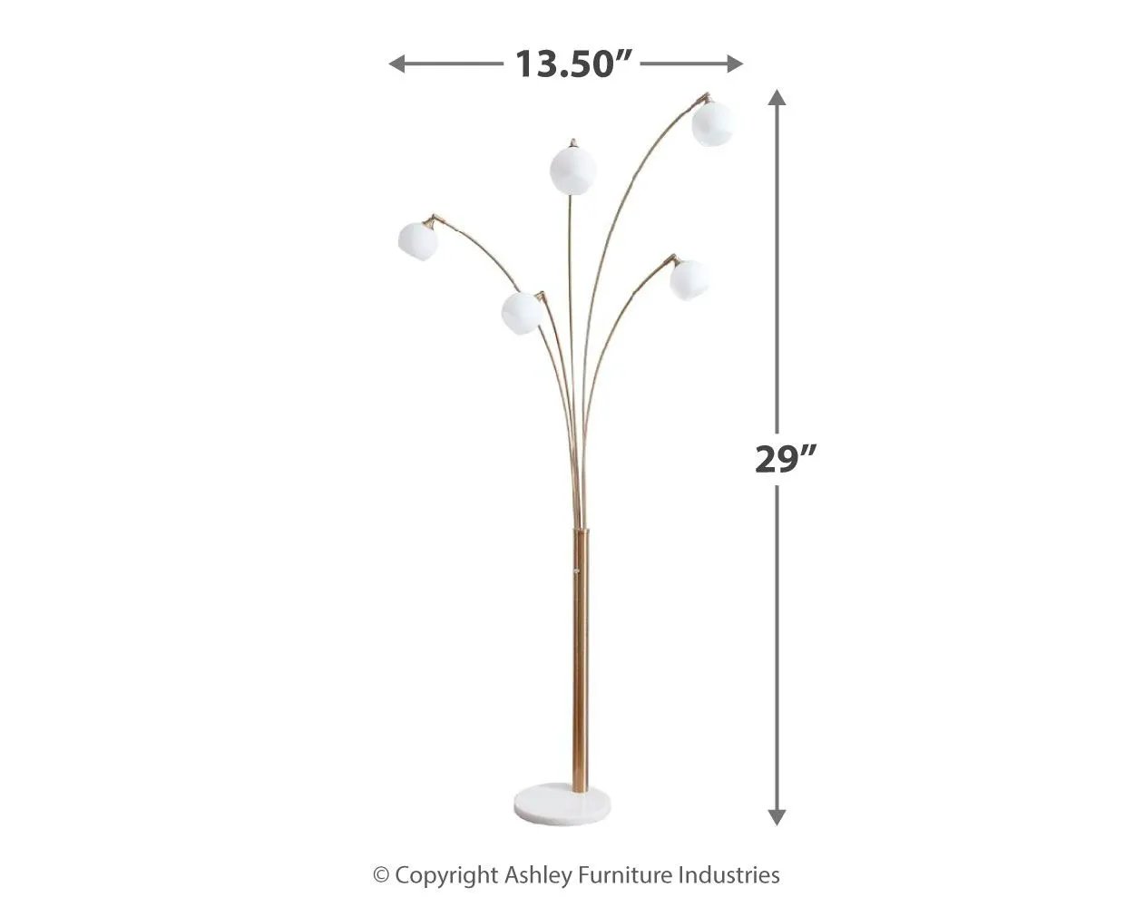 Taliya - Metal Arc Lamp - Champagne / White by Unique Piece Furniture