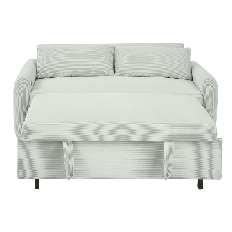 Pull-Out 2 Seat Modern Sleeper Sofa With 2 Throw Pillows And USB Ports by HouseOfZazla
