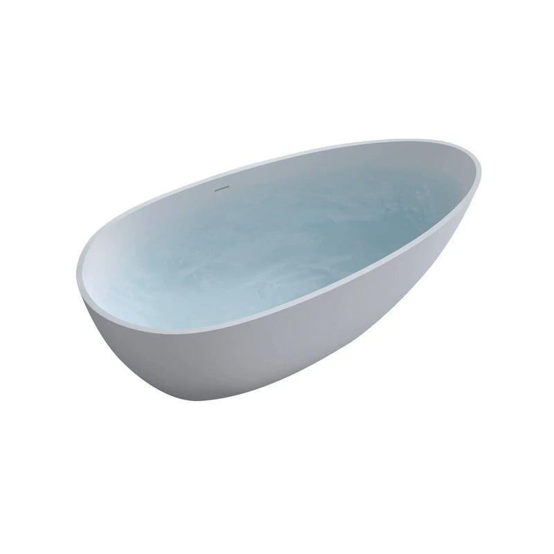 Solid Surface Matte Tub, Freestanding Solid Surface Resin Stone Bathtub, Solid Surface Matte White Soaking Tub, Free Standing Tub With Overflow And Pop-Up Drain - Matte White by HouseOfZazla