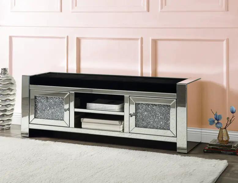 Noralie - 59" Bench With Storage - Mirrored & Faux Diamonds by Unique Piece Furniture