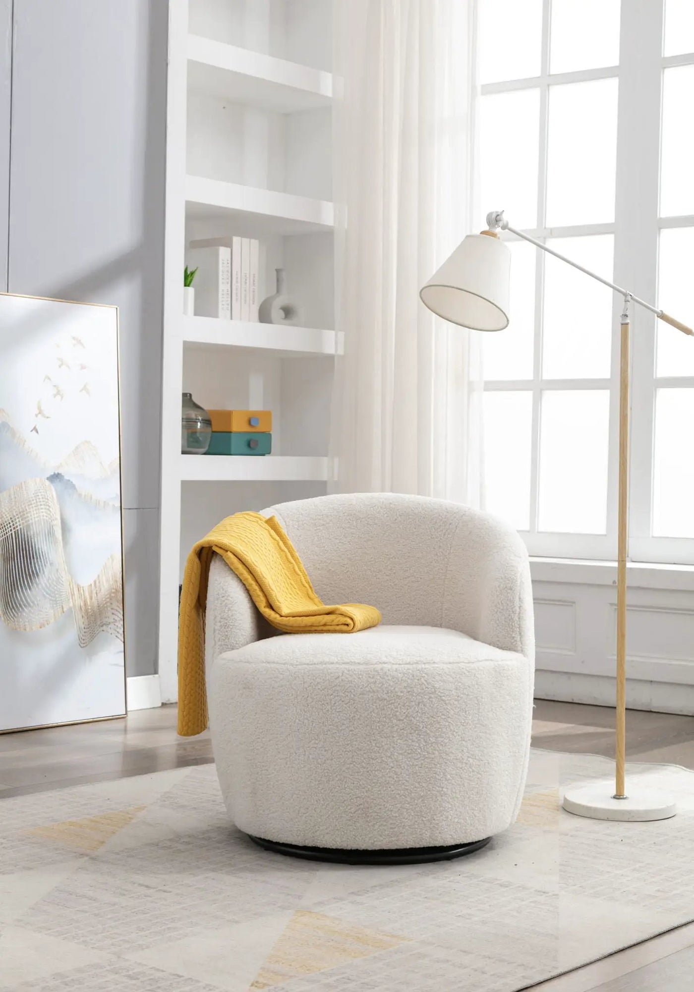 Teddy Fabric Swivel Accent Armchair Barrel Chair by HouseOfZazla