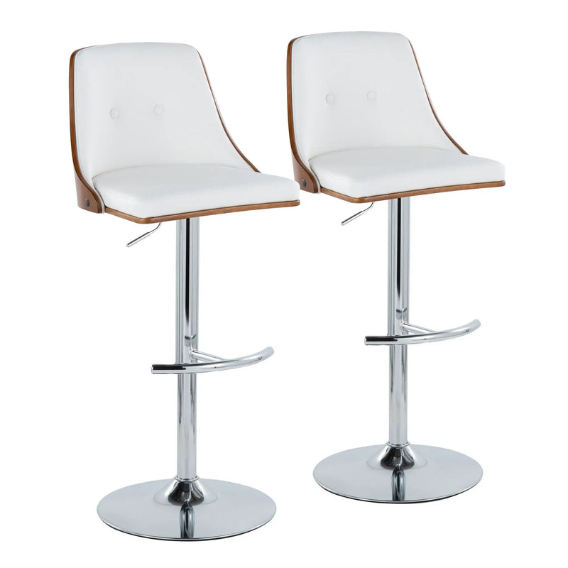 Gianna - Mid Century Modern Adjustable Barstool With Swivel With Rounded T Footrest (Set of 2) by HouseOfZazla