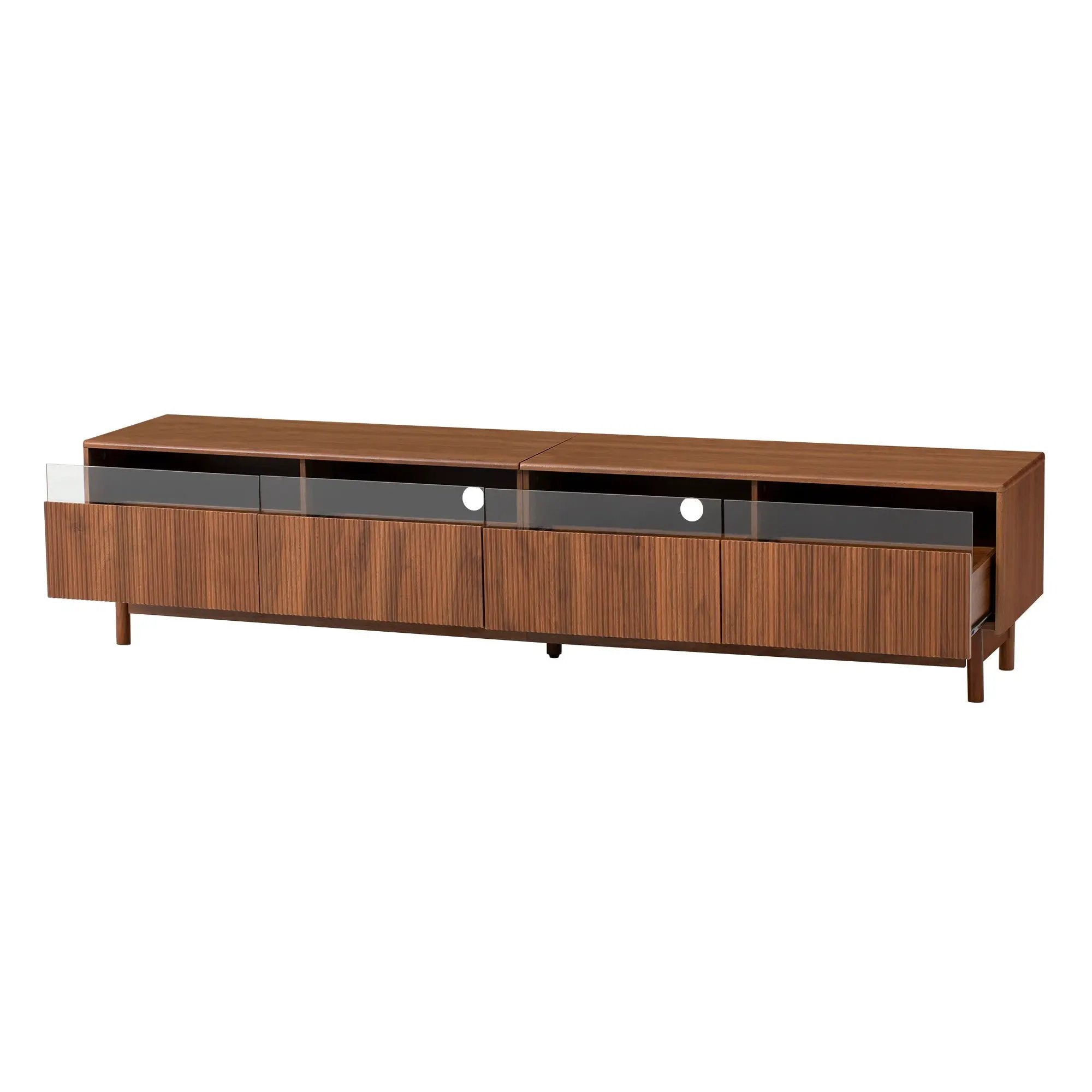 TV Stand, Entertainment Center With Fluted Drawers For Living Room - Walnut by HouseOfZazla