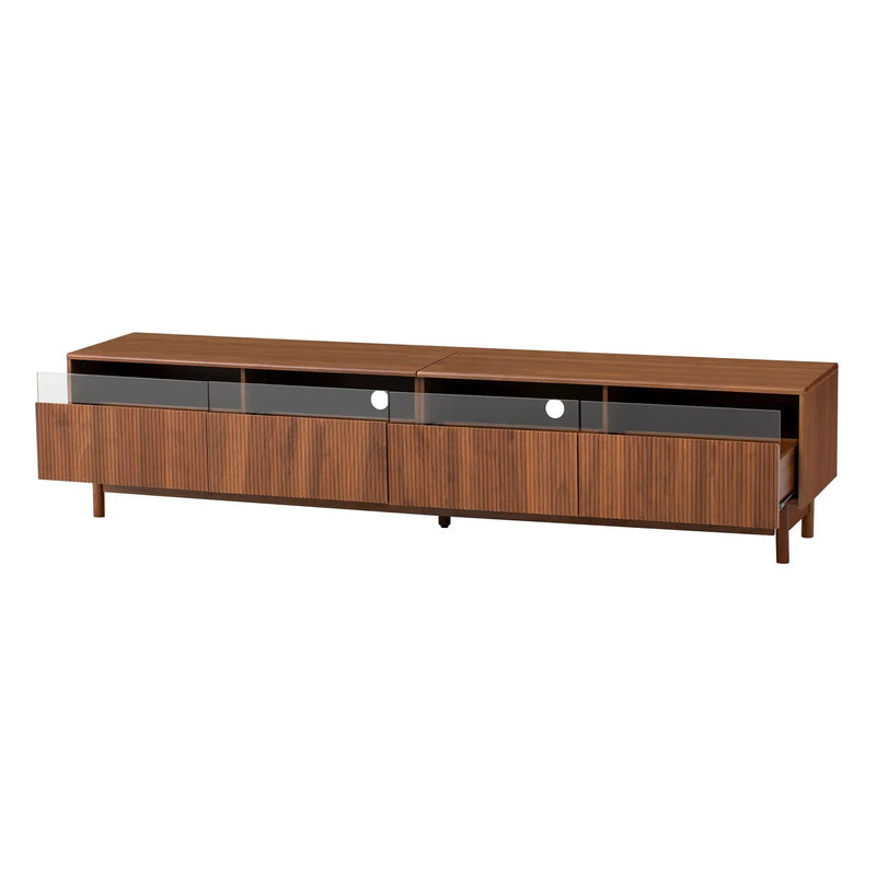 TV Stand, Entertainment Center With Fluted Drawers For Living Room - Walnut by HouseOfZazla