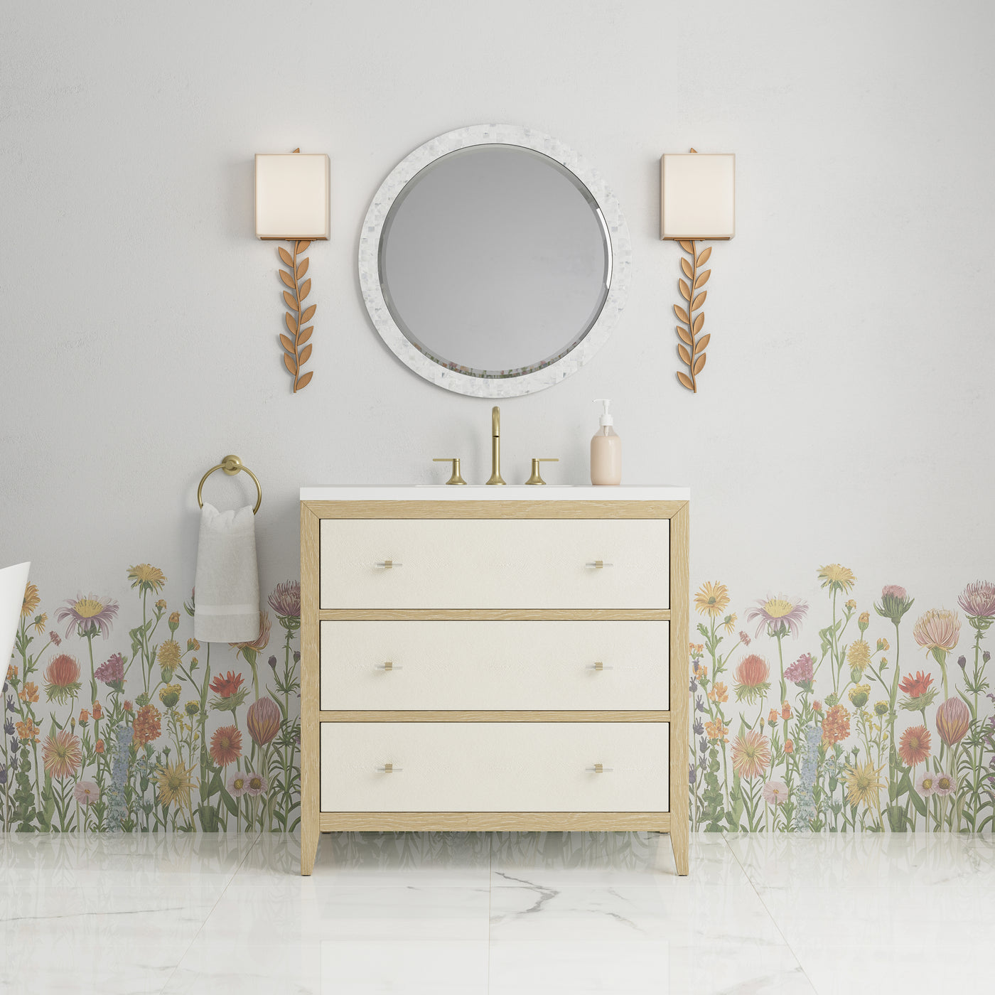 James Martin Celeste 36" Single Bathroom Vanity, Sunwashed Oak with Embossed Shagreen Drawer Fronts, view 18