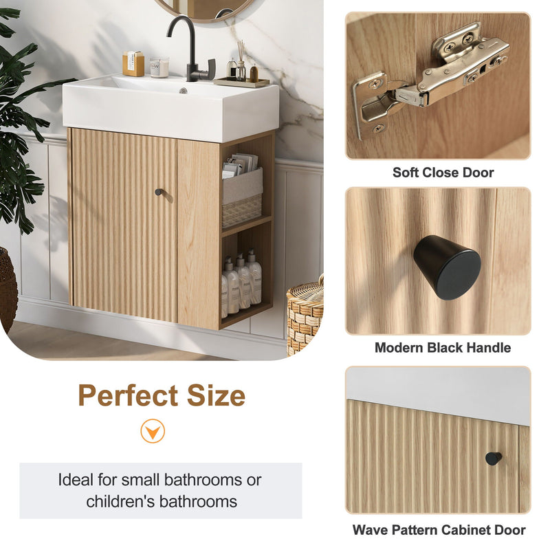 Modern Floating Bathroom Vanity With Ceramic Basin Perfect For Small Bathrooms by HouseOfZazla