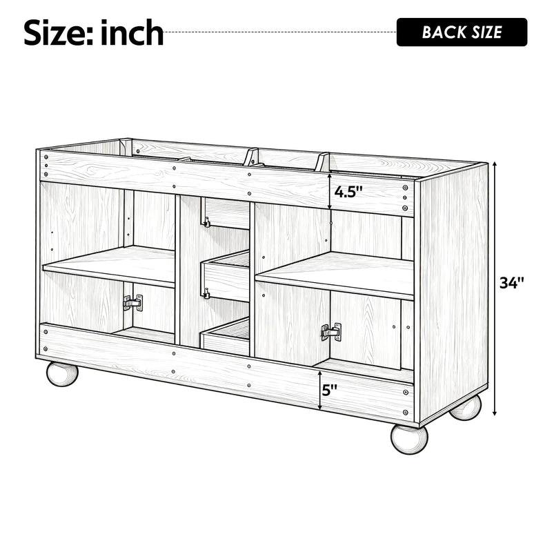 58.3" Bathroom Vanity Cabinet With 3 Drawers & 4 Doors by HouseOfZazla