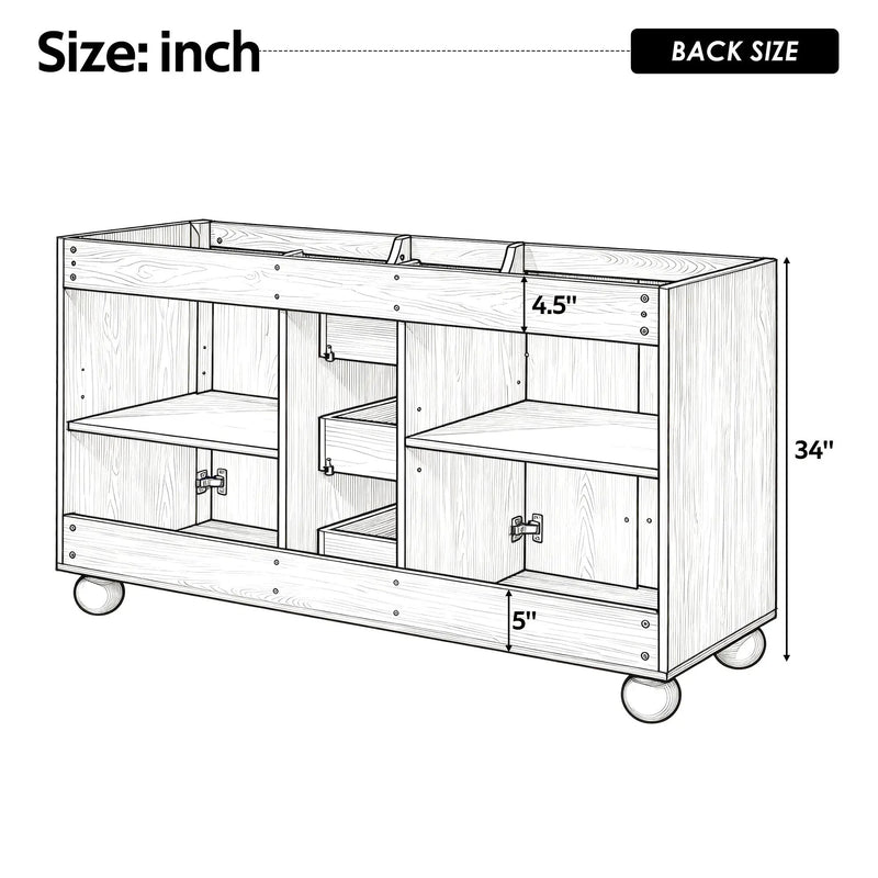 58.3" Bathroom Vanity Cabinet Only with Soft-Close Drawers by HouseOfZazla