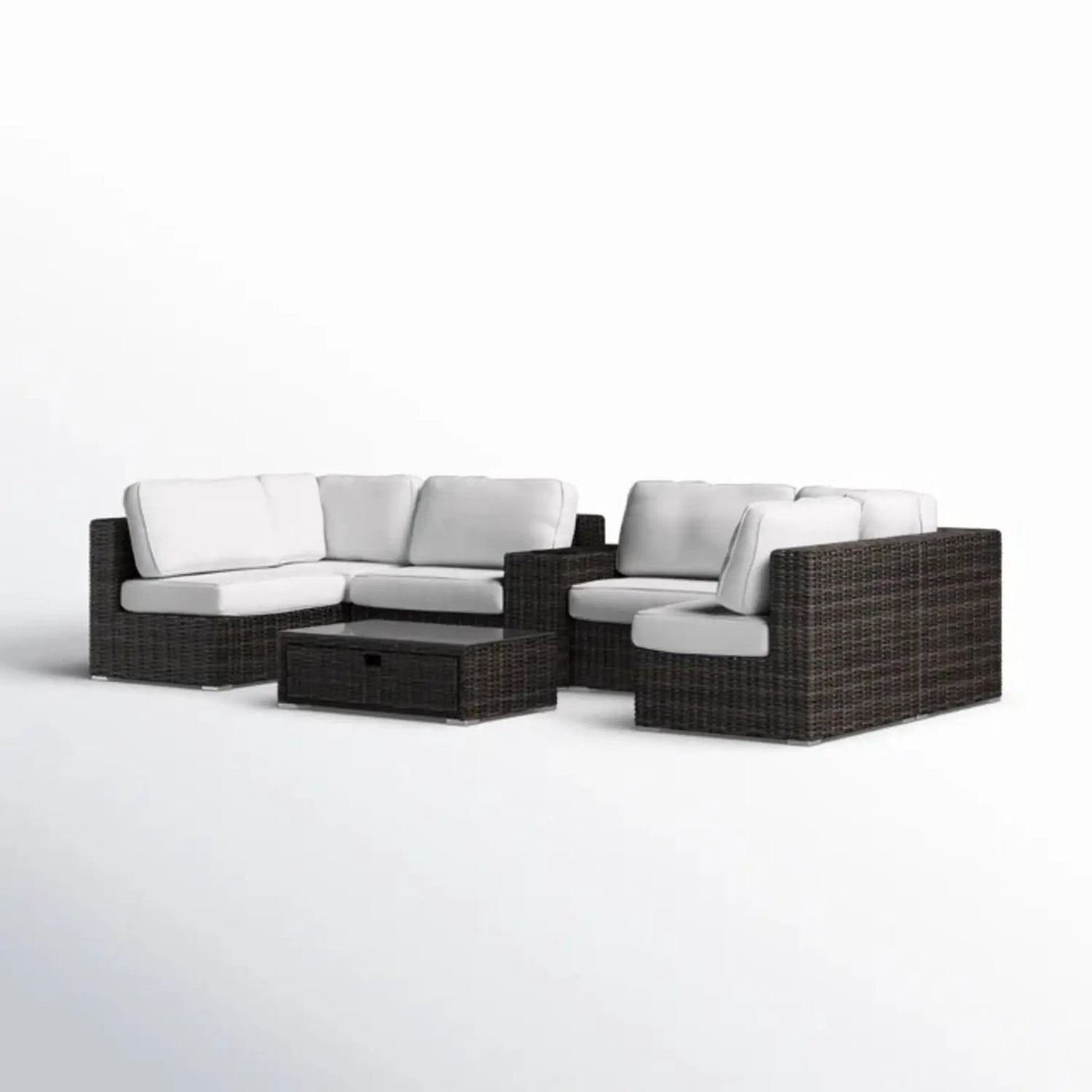 Elegant 4 Person Wicker Patio Seating Set With Cushions And Glass Top Table by HouseOfZazla