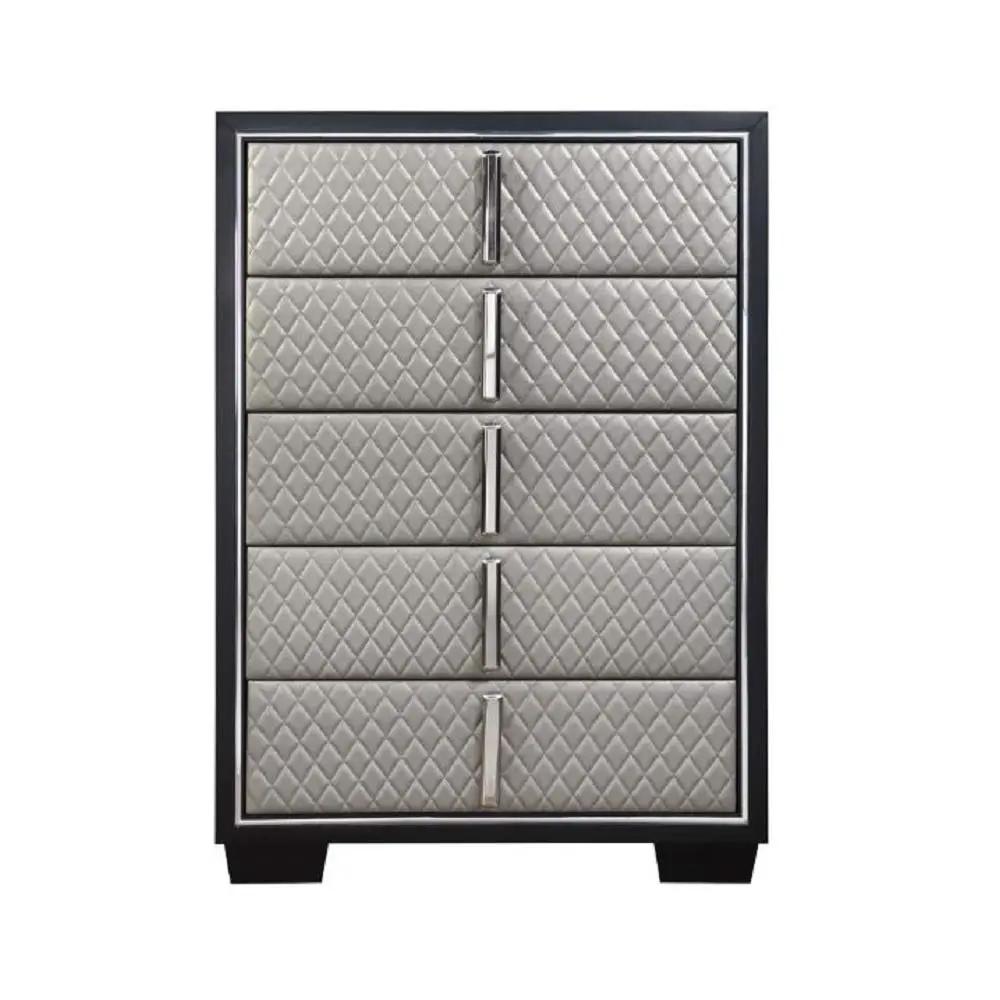 Nicola - Chest - Silver Synthetic Leather & Black by Unique Piece Furniture