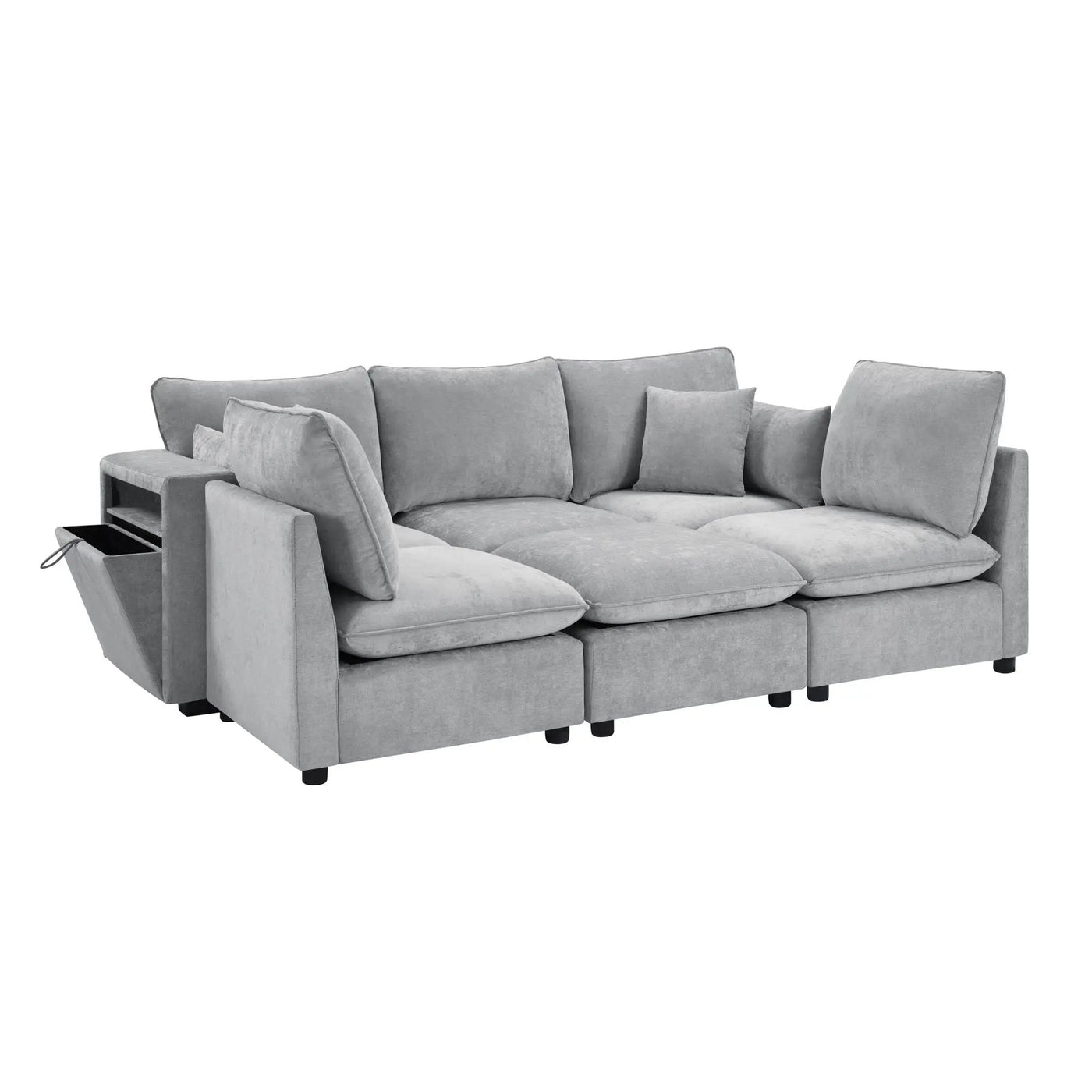 Modern Sectional Sofa U-Shaped With Movable Ottoman Storage Armrests And USB Ports by Unique Piece Furniture
