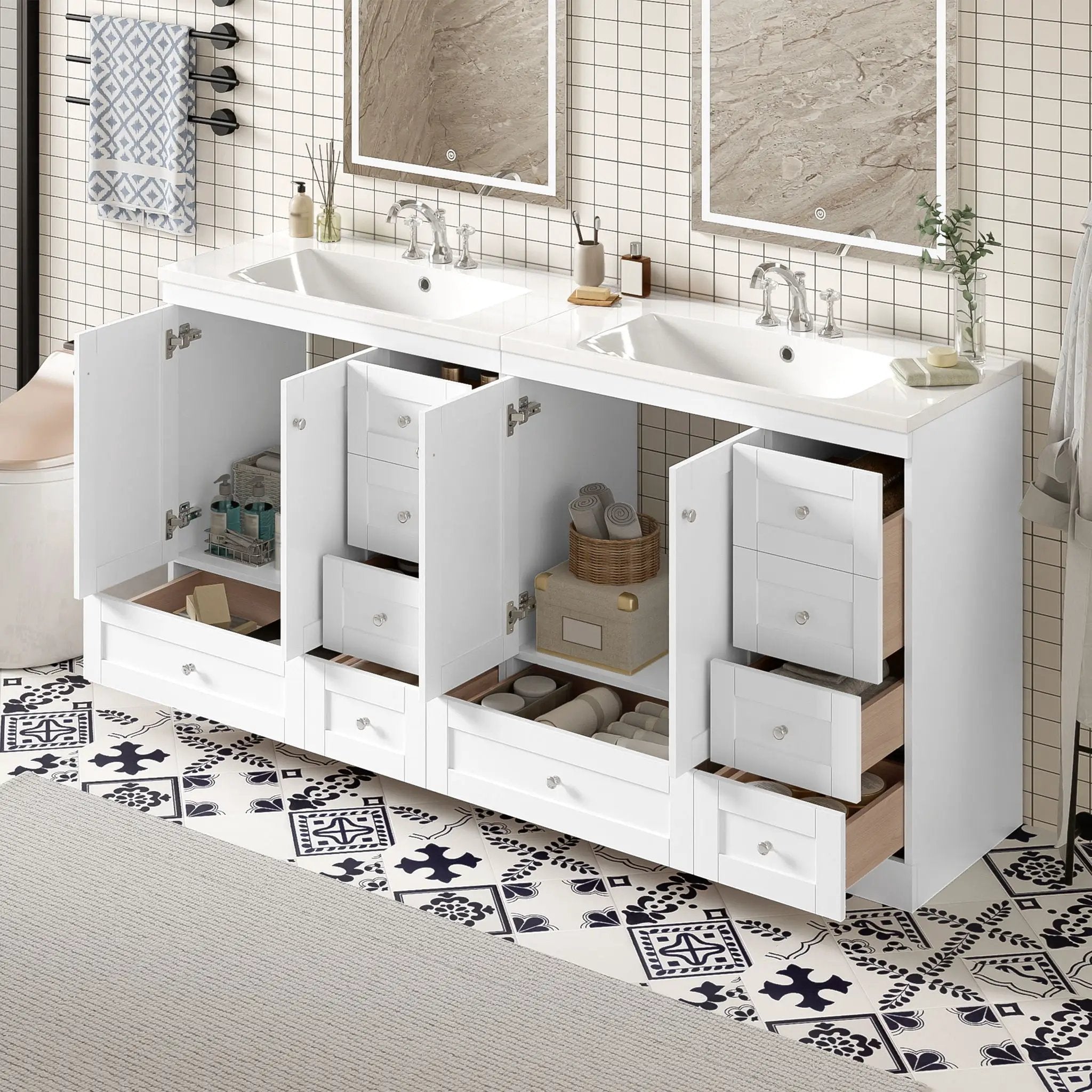 Shaker Free Standing Bathroom Vanity Cabinet & Sink, Soft Close Drawers, Soft Close Doors by Unique Piece Furniture