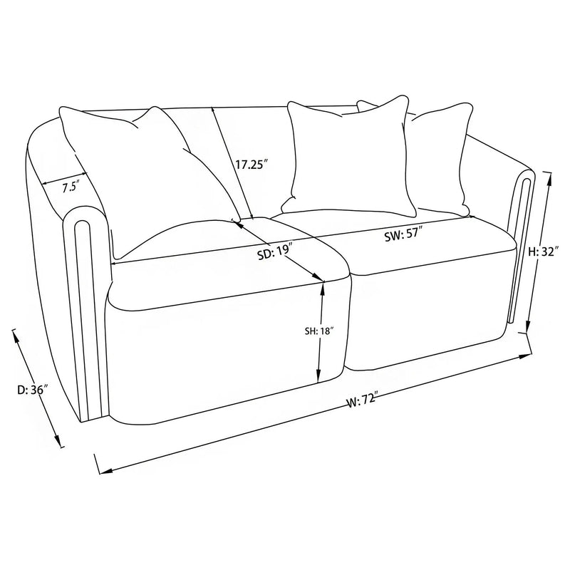 Silvana - Upholstered Rolled Loveseat With Curved Back And Foam Cushions - Beige by HouseOfZazla