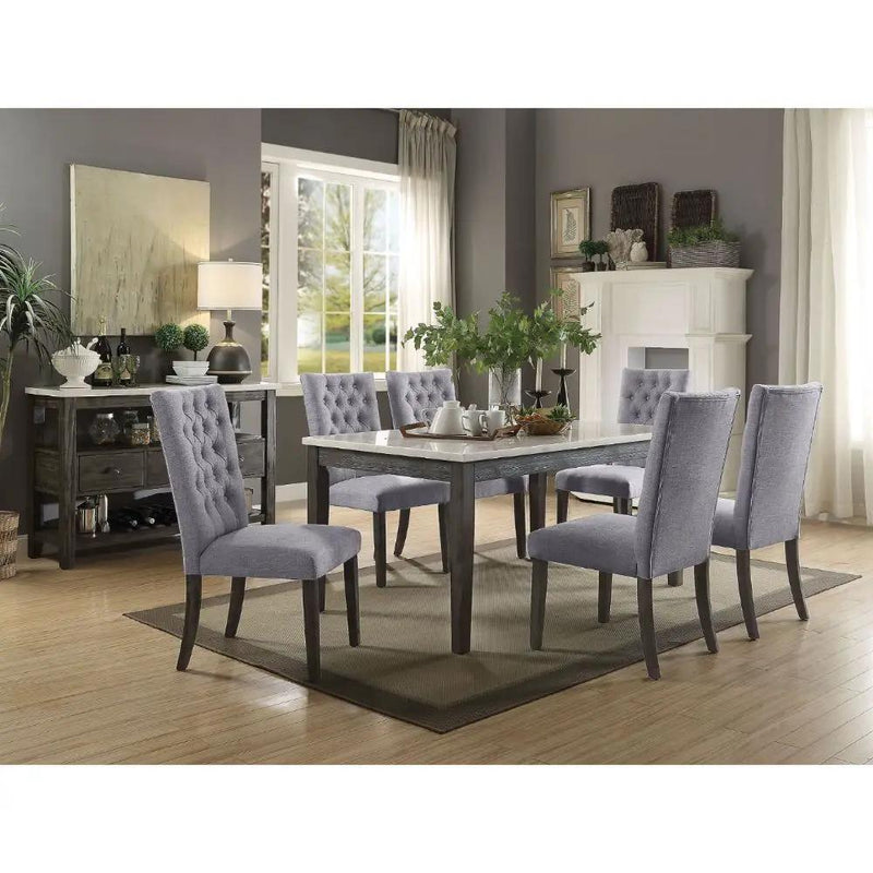 Merel - Dining Table - White Marble Top & Gray Oak by Unique Piece Furniture