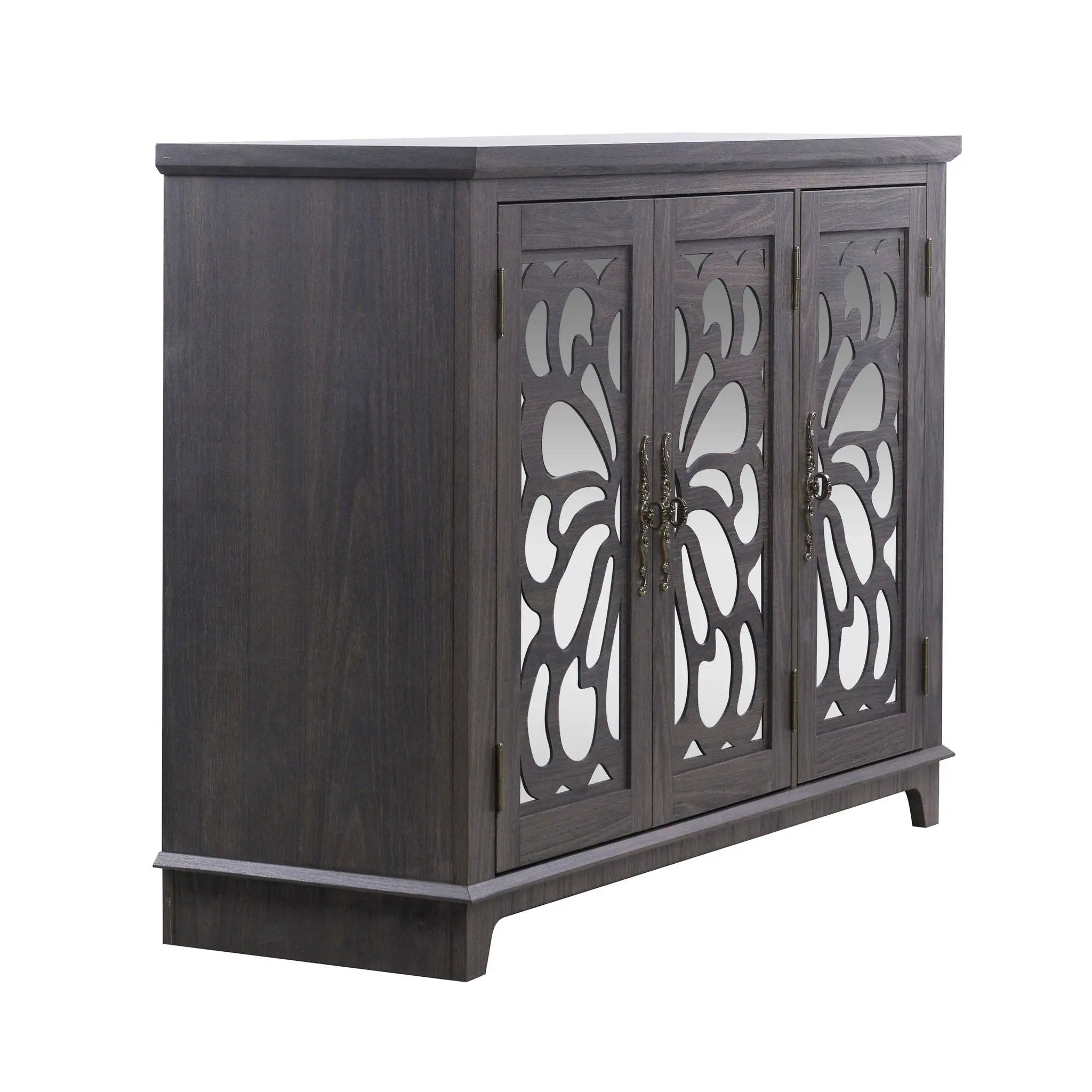 3 Door Mirrored Sideboard Cabinet With Adjustable Shelves by HouseOfZazla