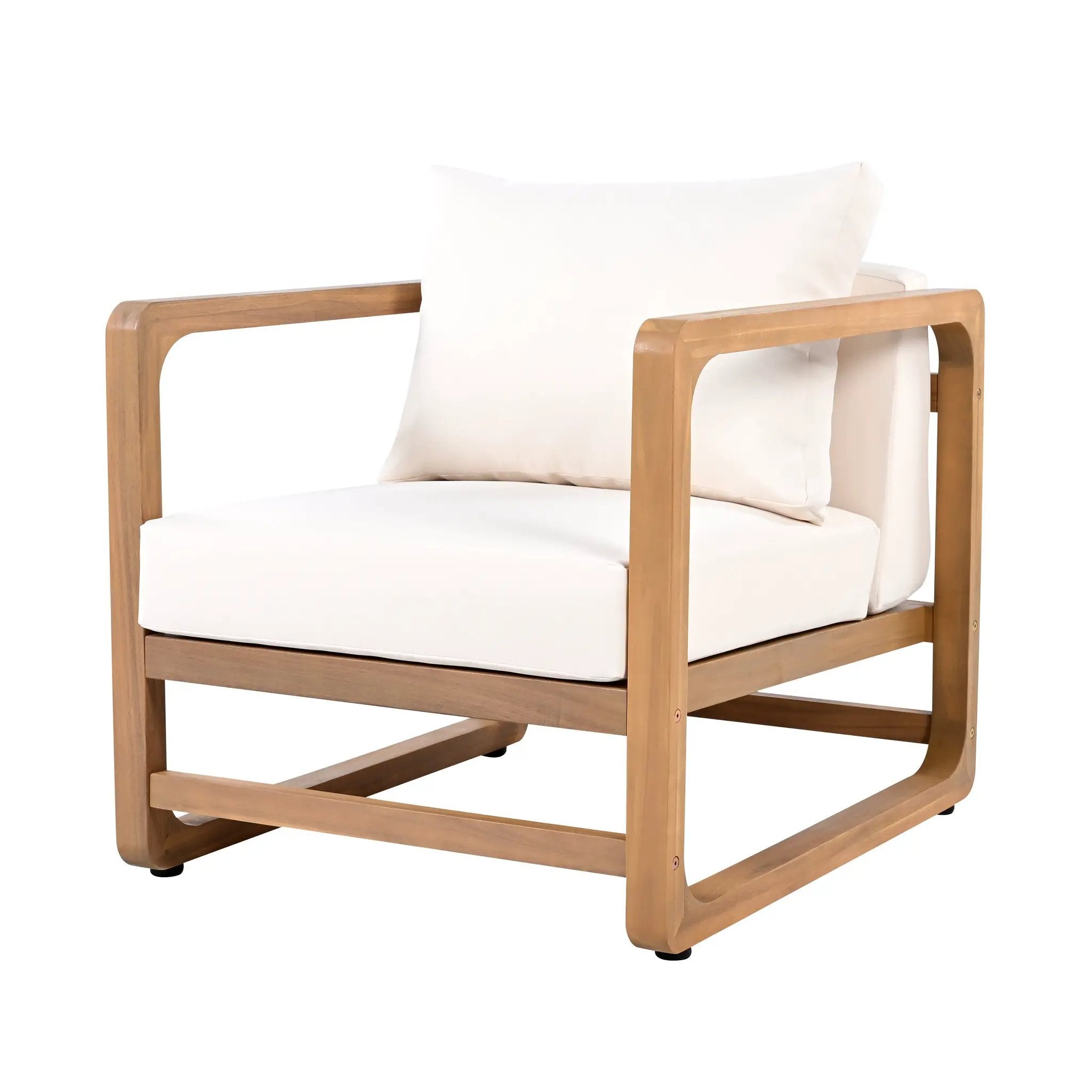 Acacia Wood Outdoor Set: 2 Club Chairs + Rustic Slat Side Table by HouseOfZazla