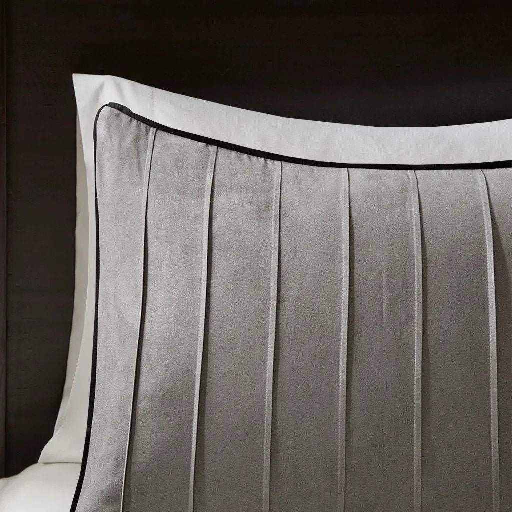 7 Piece Faux Suede Comforter Set Grey Cal King by HouseOfZazla