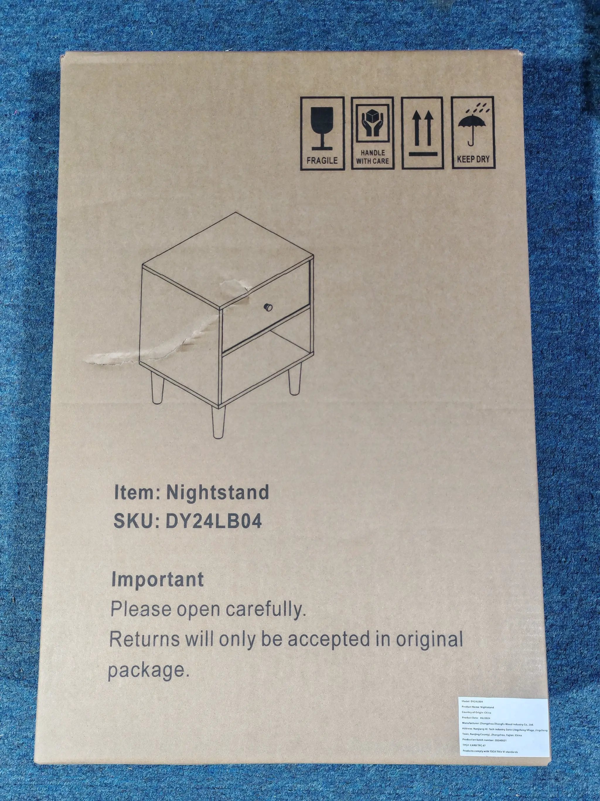 23.22"H Wooden Nightstand with One Drawer and Shelf by HouseOfZazla