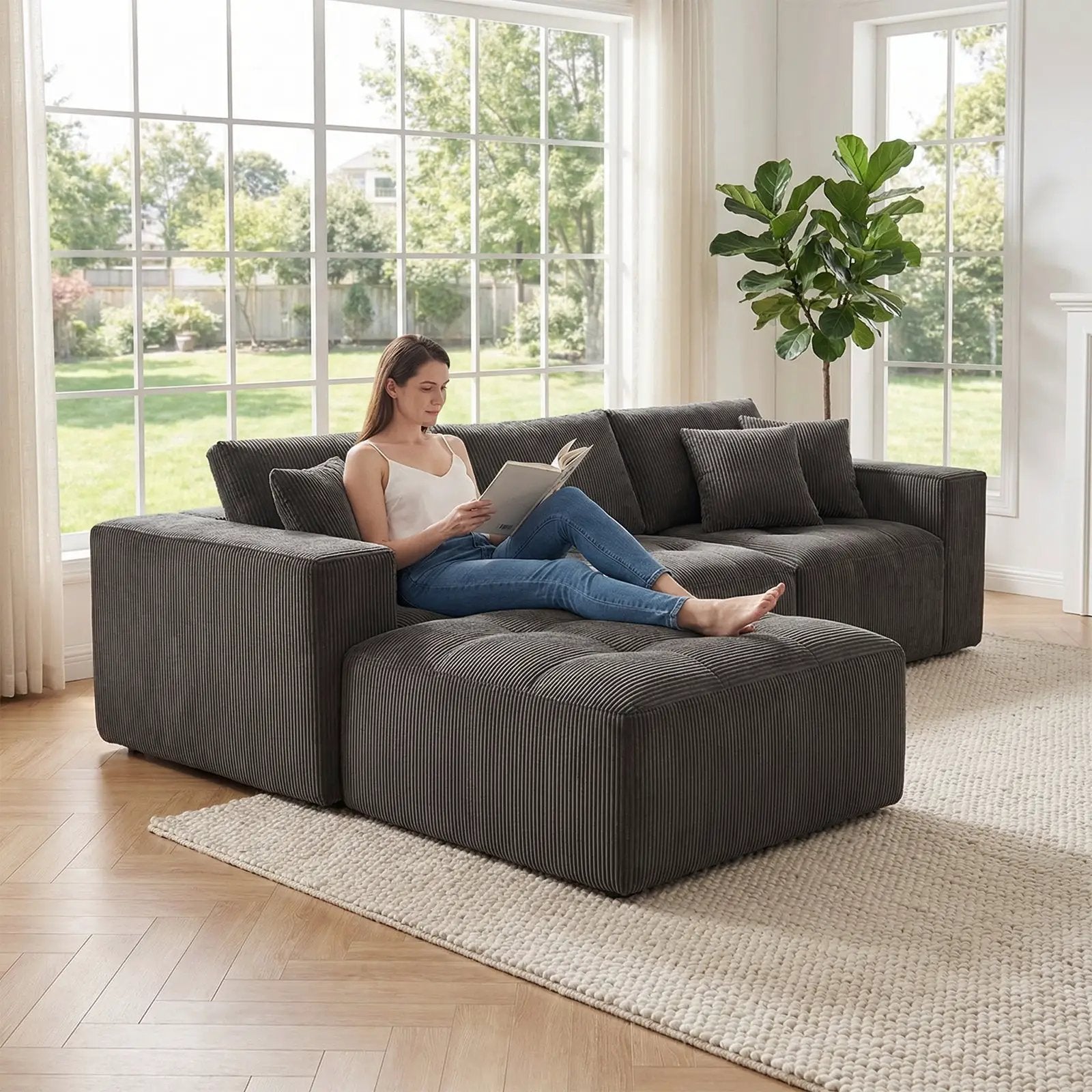 101" L-Shaped Modular Compression Sofa by HouseOfZazla